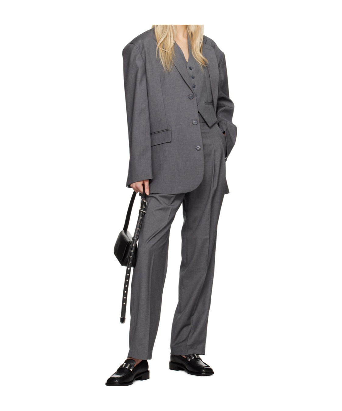 Shop The Frankie Shop Gray Gelso Pleated Trousers