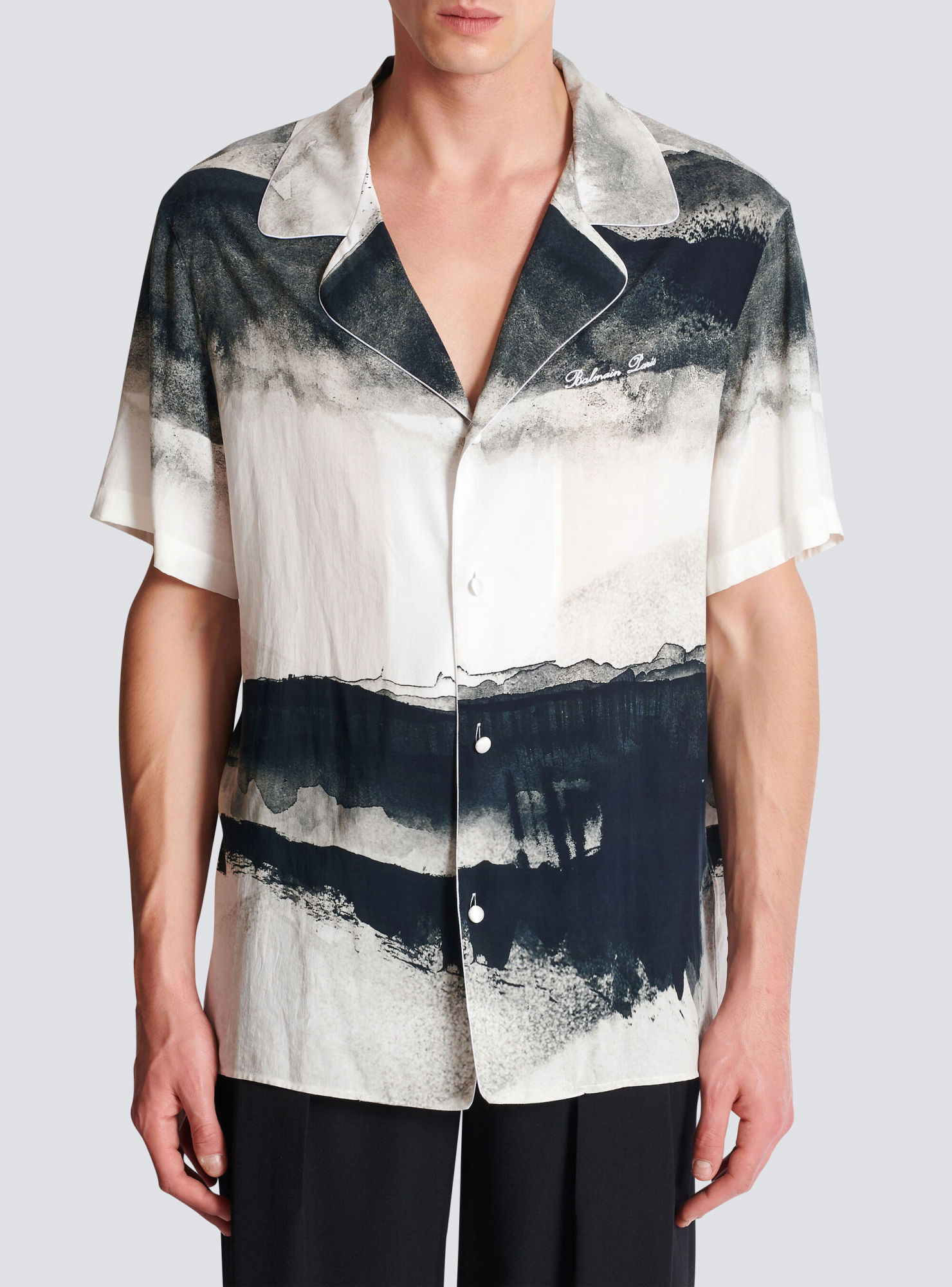 Balmain Moon Print Buttoned Shirt In White