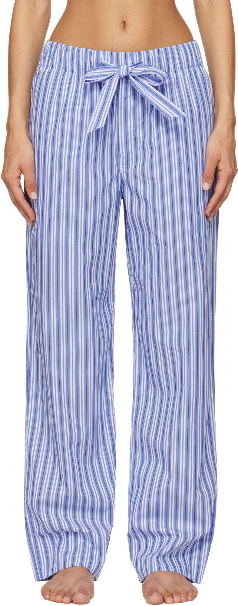 Tekla Striped Poplin Pajama Pants In Multi