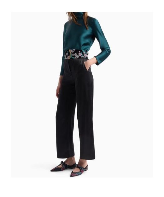 Giorgio Armani Silk Turtleneck Long-sleeve Blouse In Blue