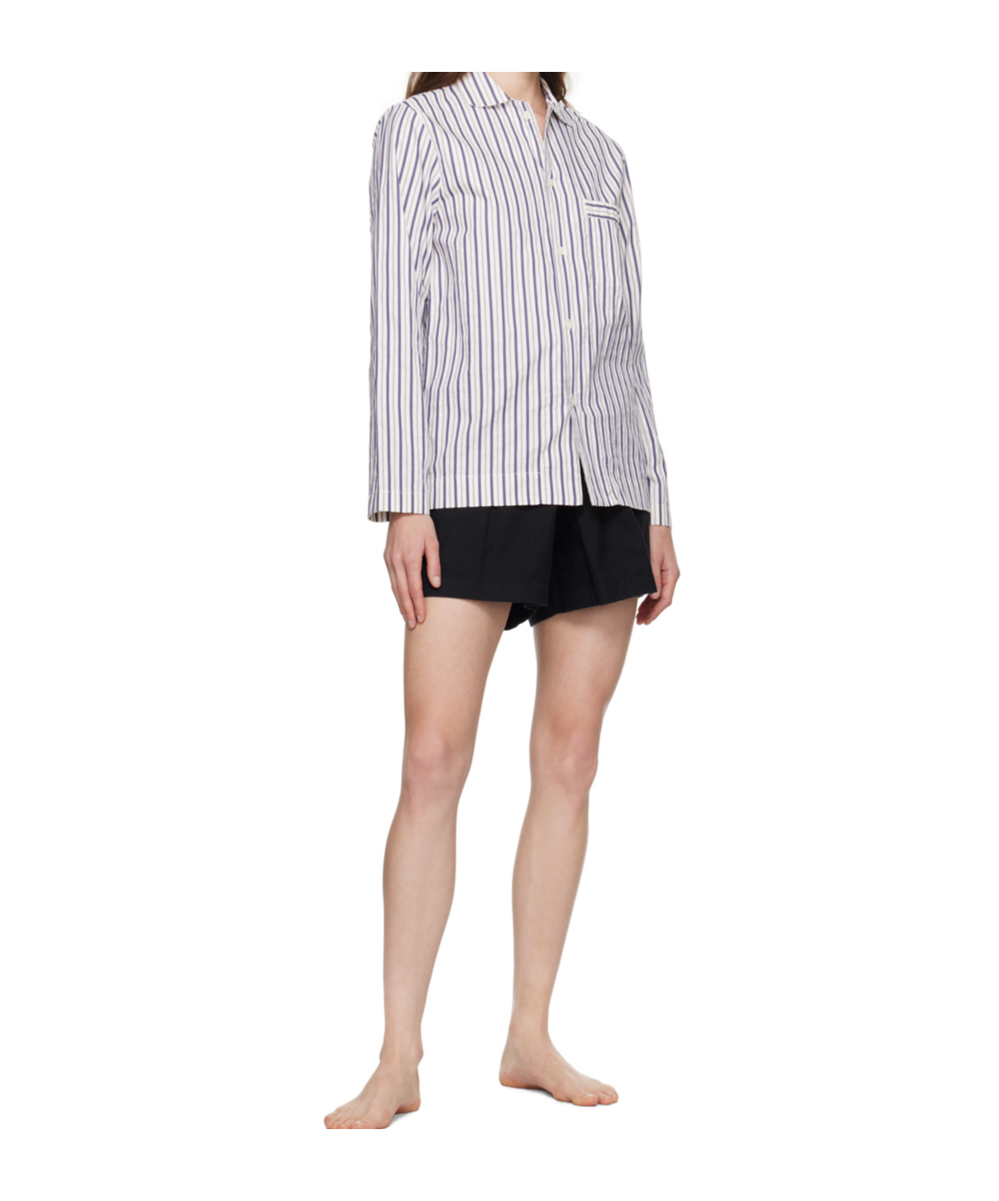 Tekla Long-sleeved Pajama Shirt In Multi