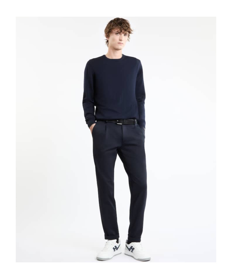 Fay Jumper In Blue Shaved Wool Knit In Black