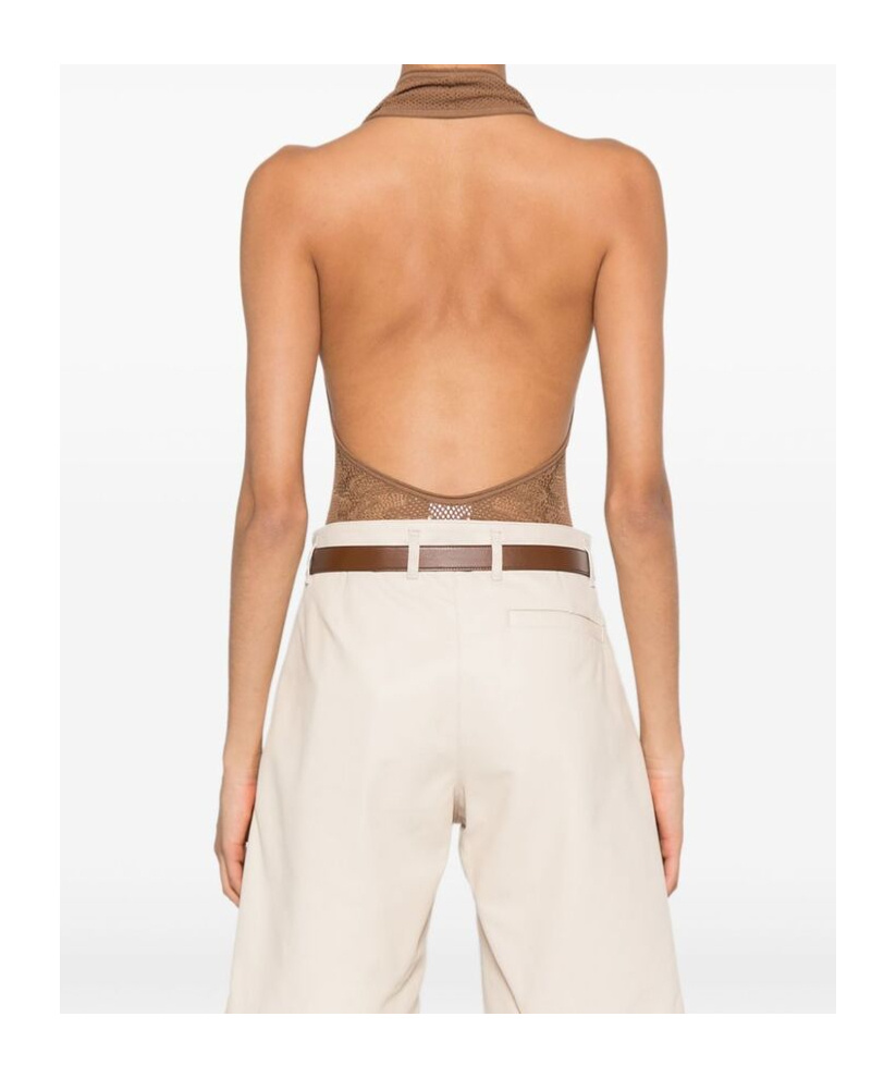 Saint Laurent Open-knit Body In Brown