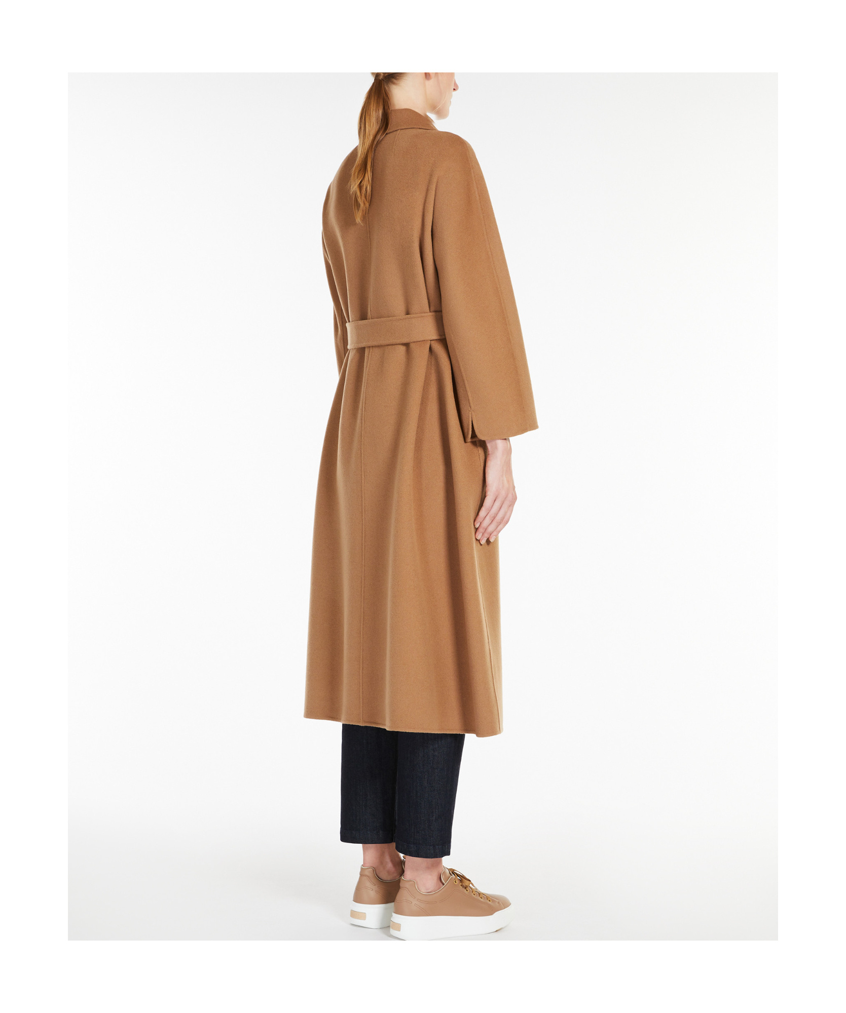 Shop Max Mara 's Belted Long-sleeved Coat In Brown