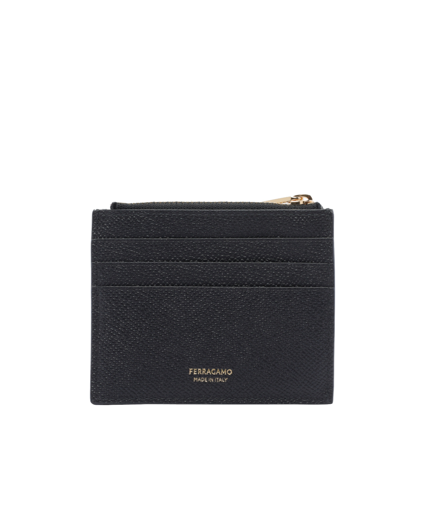 Ferragamo Micro Gancini Textured Finish Clutch Cards Holder In Black