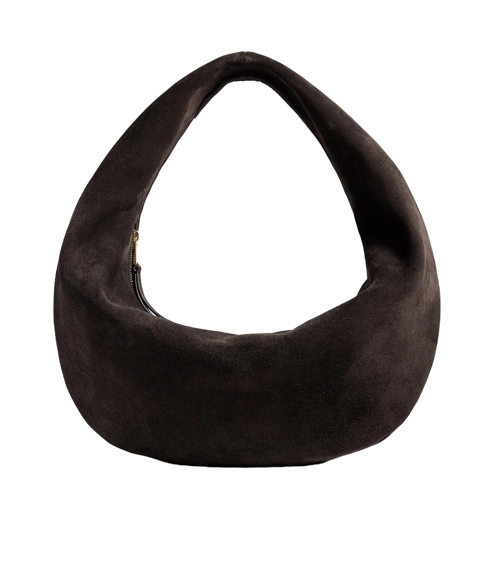 Khaite Medium Olivia Zip Calf-suede Shoulder Bag In Brown