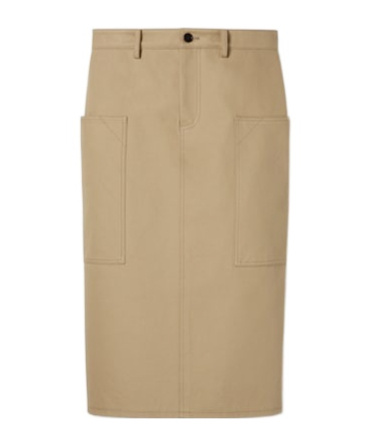 Gucci Embossed Mid-length Cotton Drill Skirt In Beige