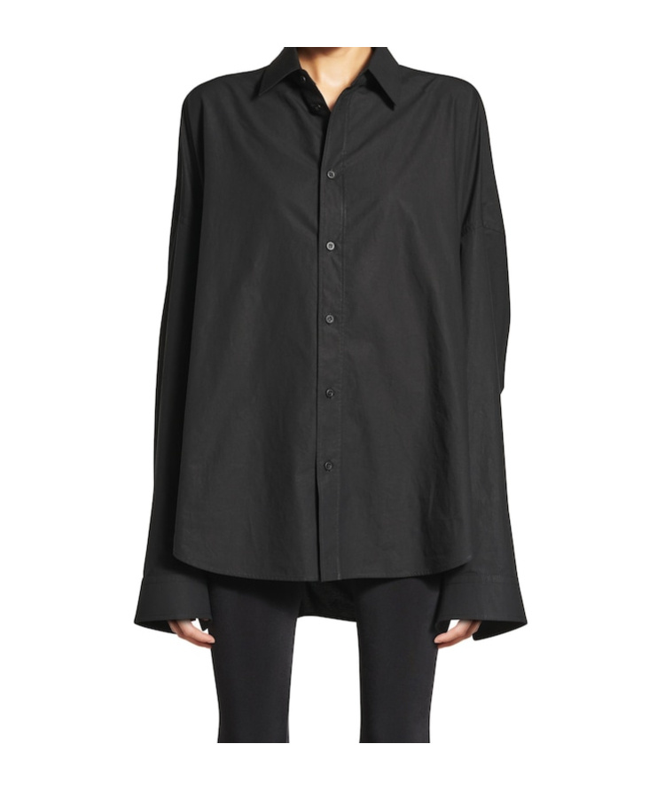 Balenciaga Cotton Poplin Lace-up Shirt In Black