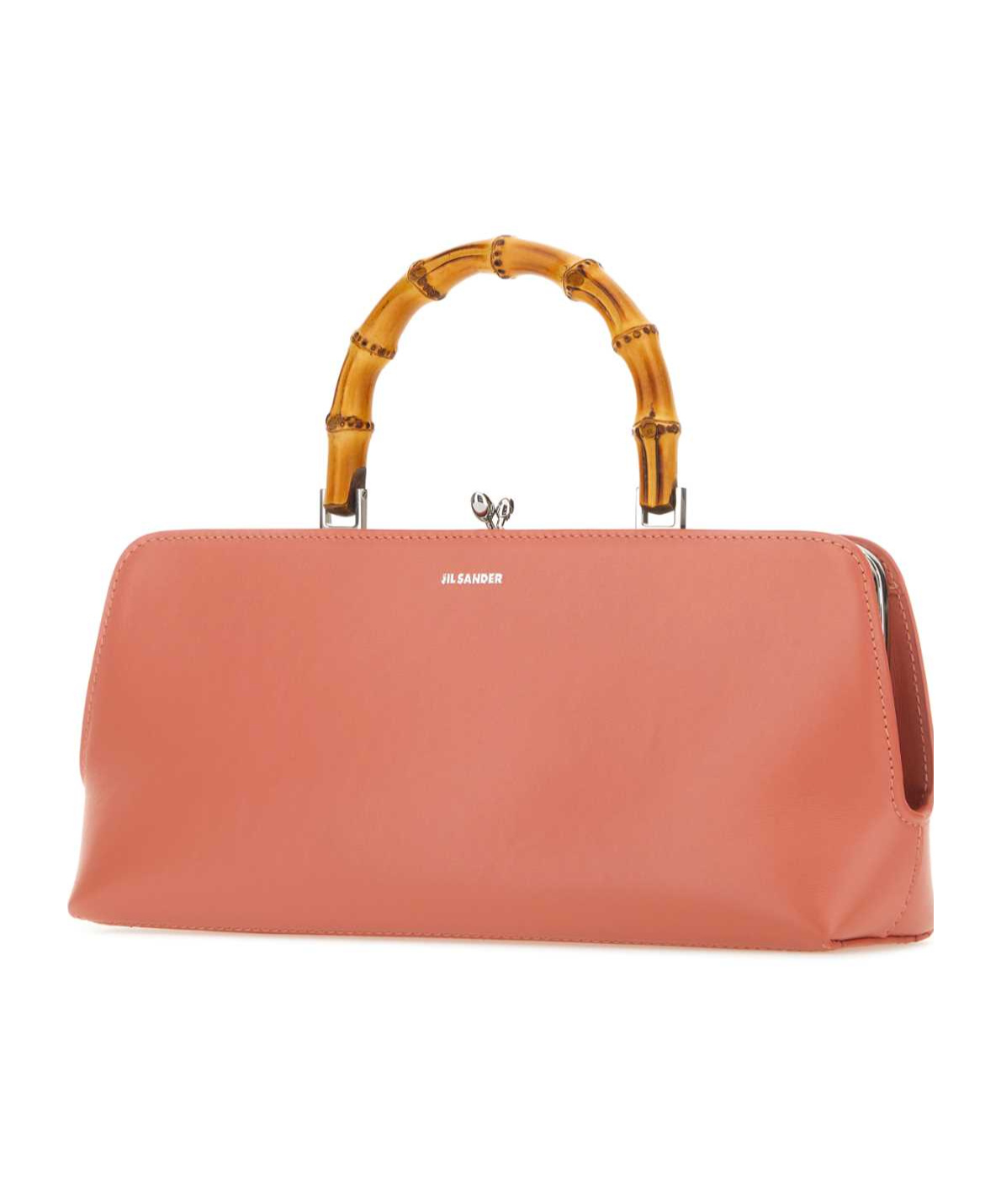 Jil Sander Salmon Leather Small Goji Bamboo Handbag In Pink