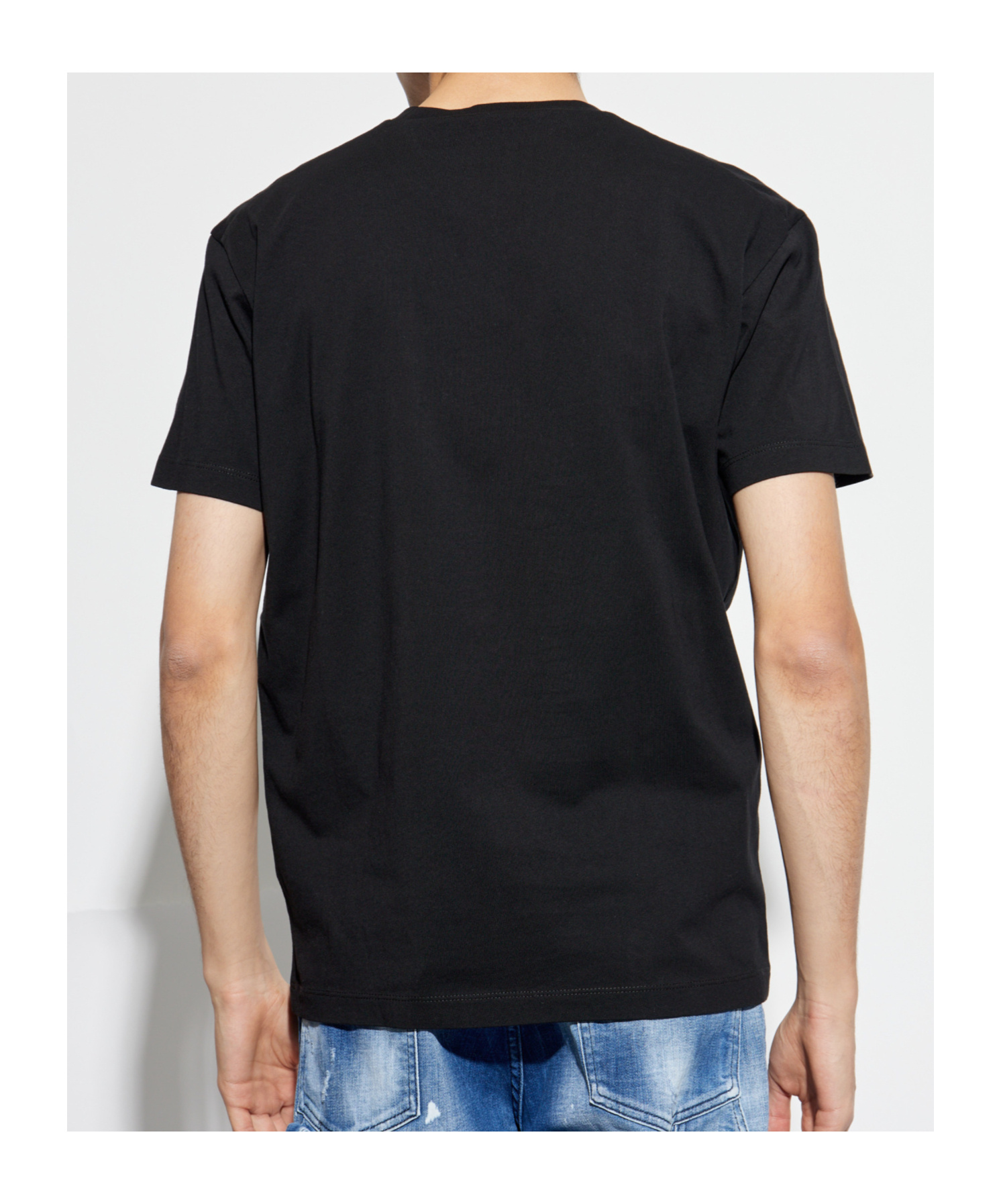 Dsquared2 Black Crewneck T-shirt With Logo Lettering On The Front In Black