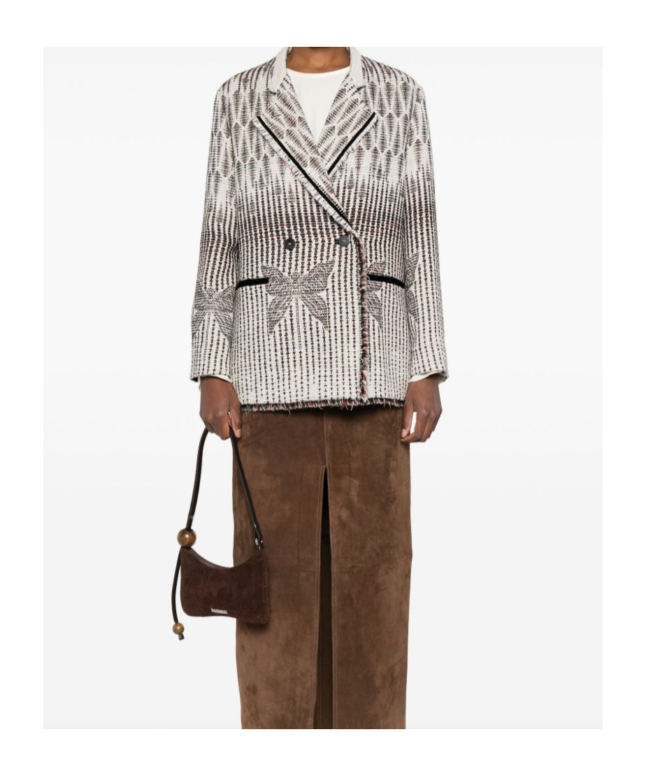 Forte Forte Geometric Patterned Double-breasted Jacket In Gray