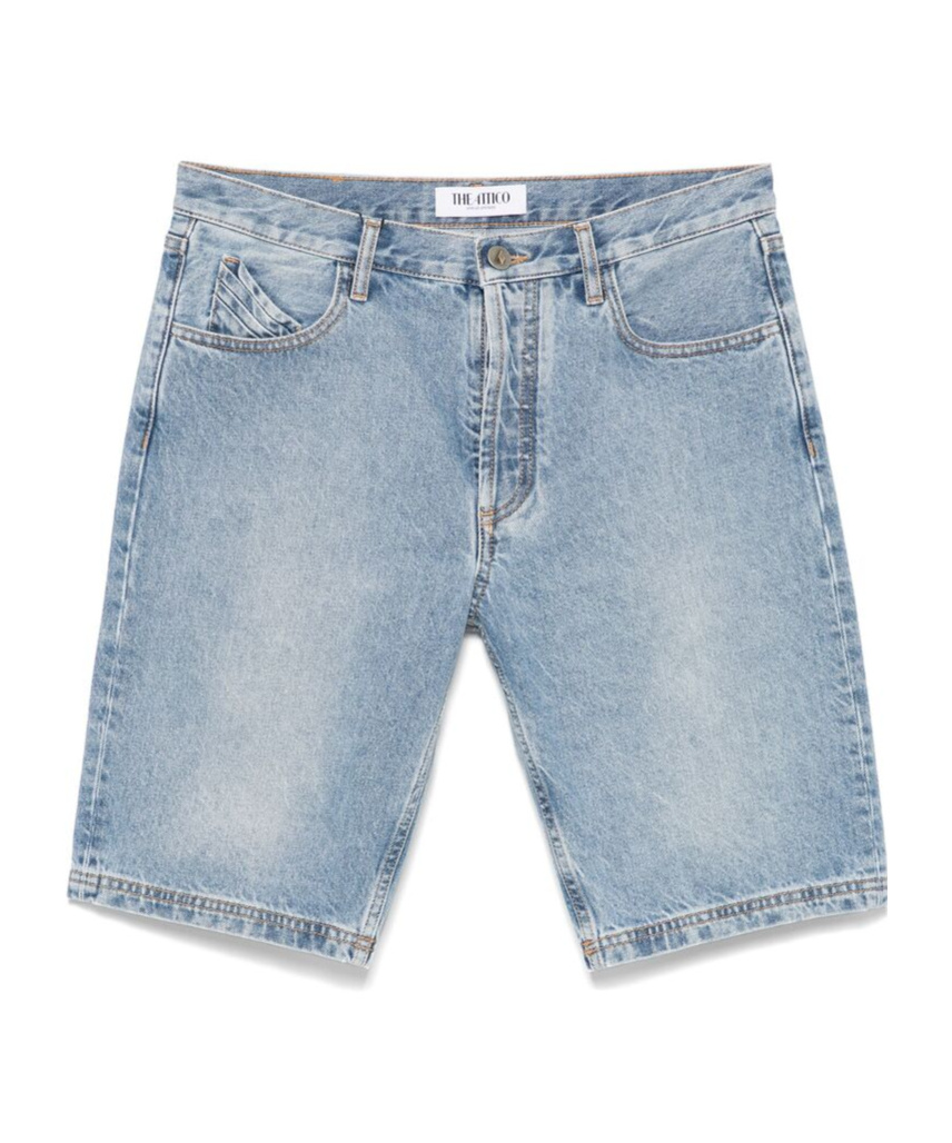 Attico Denim Shorts With Belt Loops In Gray