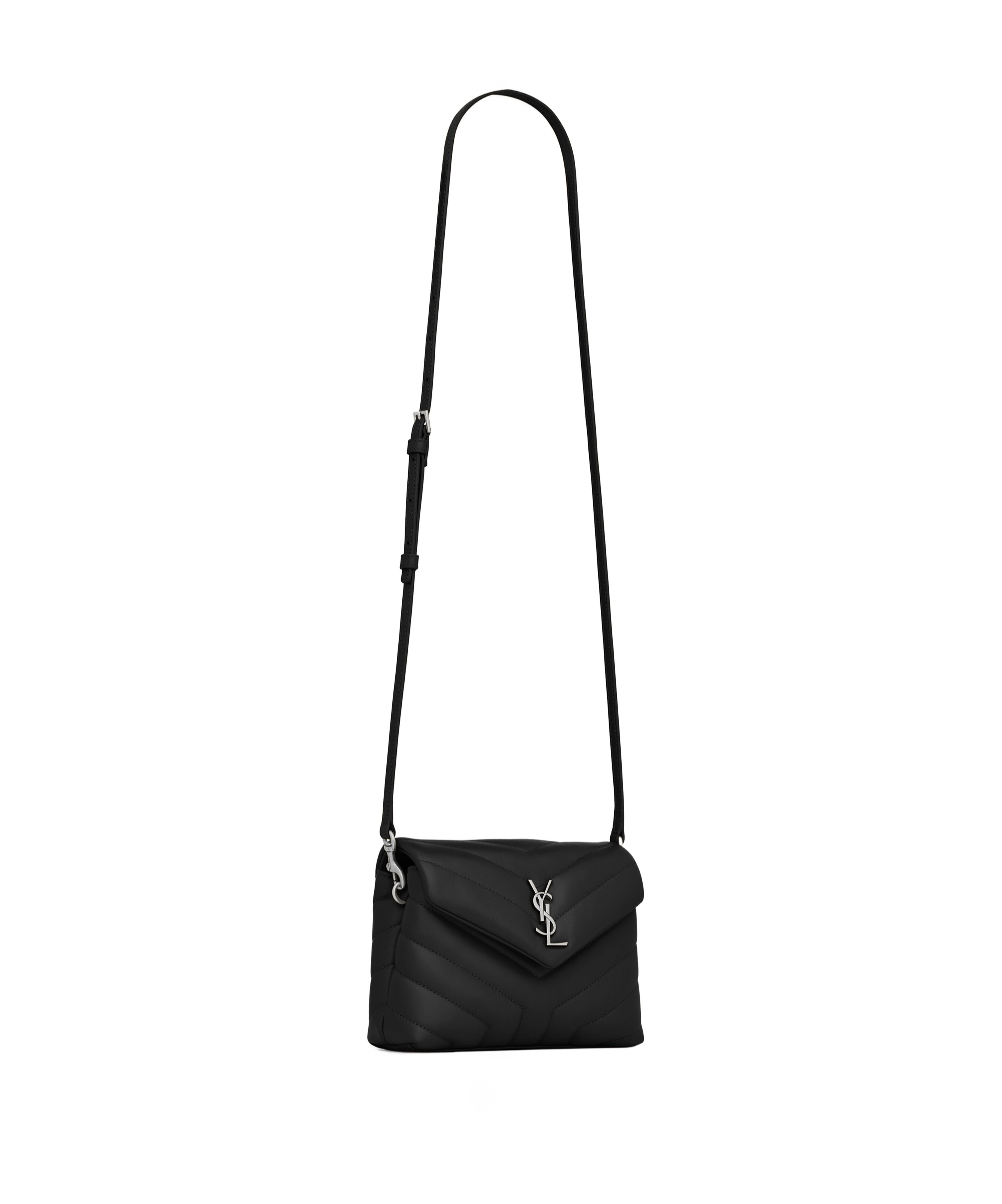 Saint Laurent Logo-plaque Leather Crossbody Bag In Black
