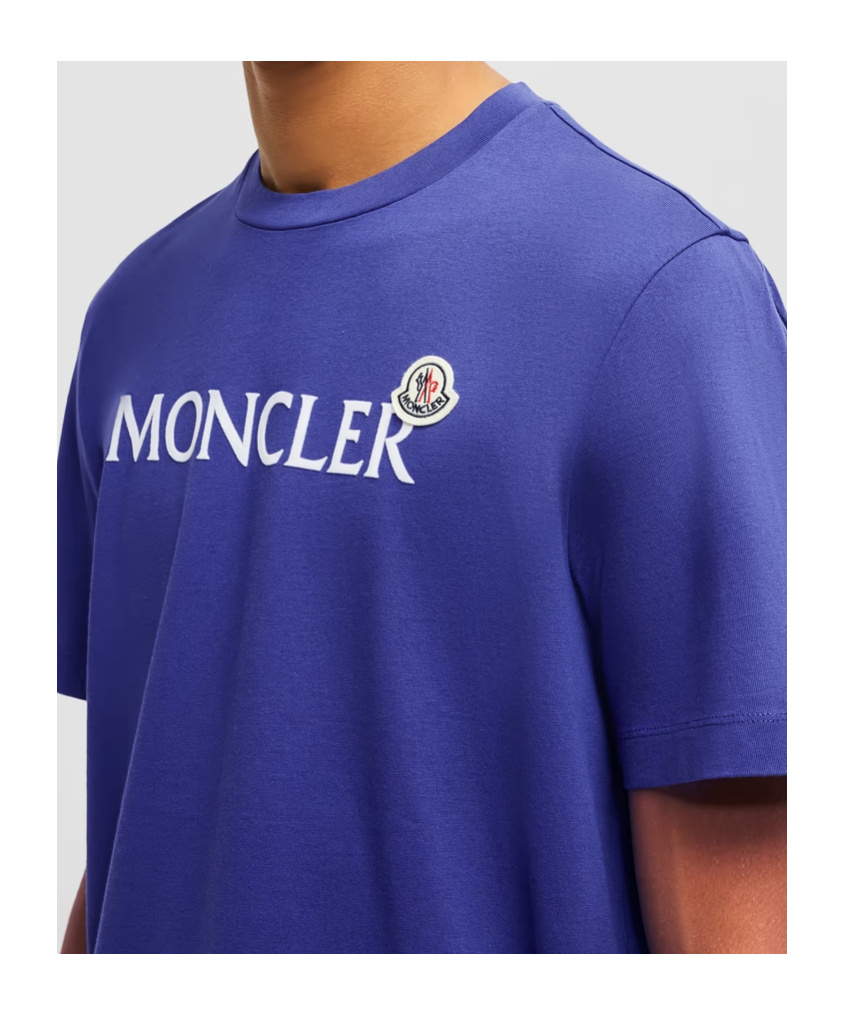 MONCLER FLOCKED LOGO COTTON T-SHIRT
