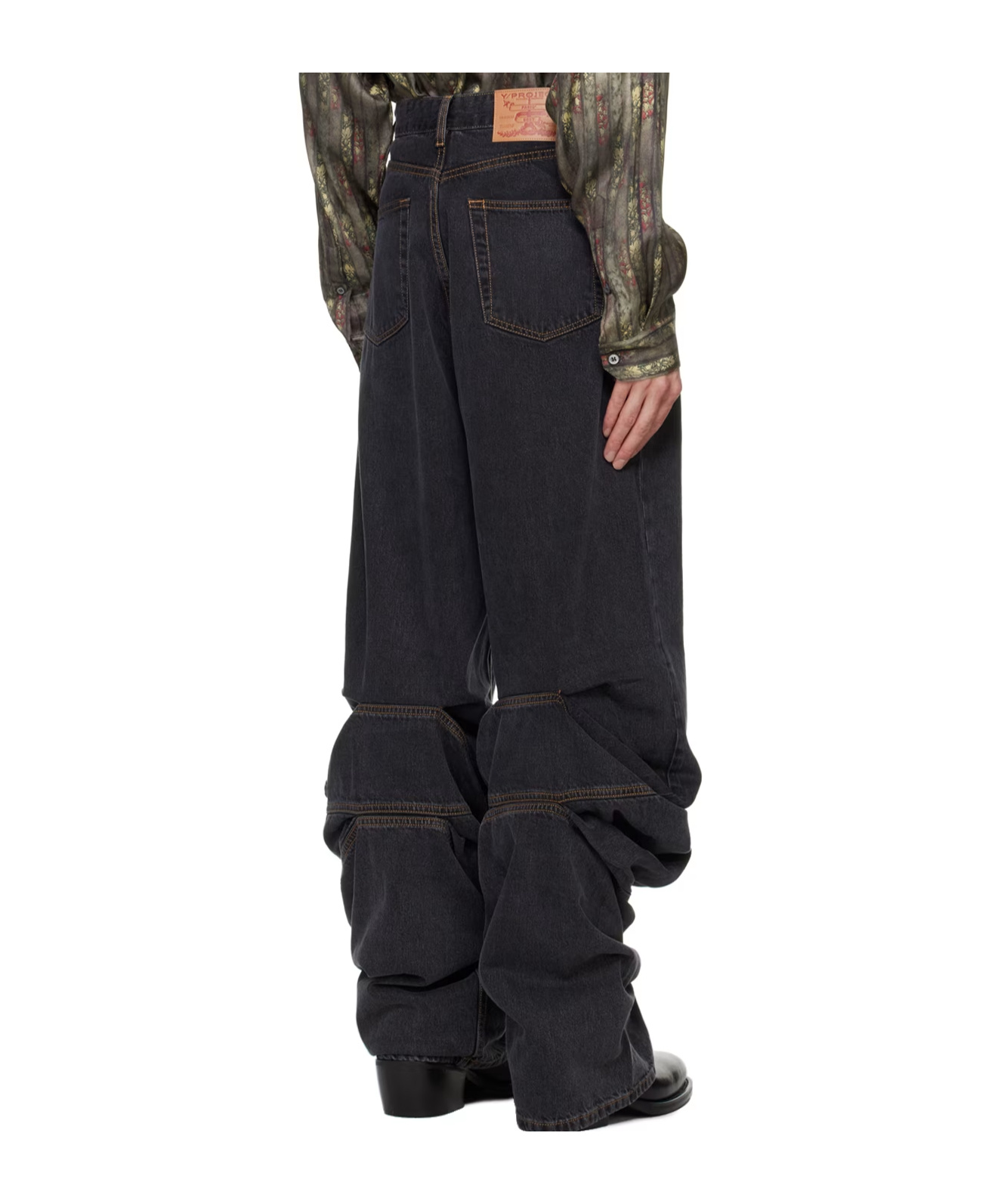 Y/project Draped Cuff Five-bag Jeans In Black