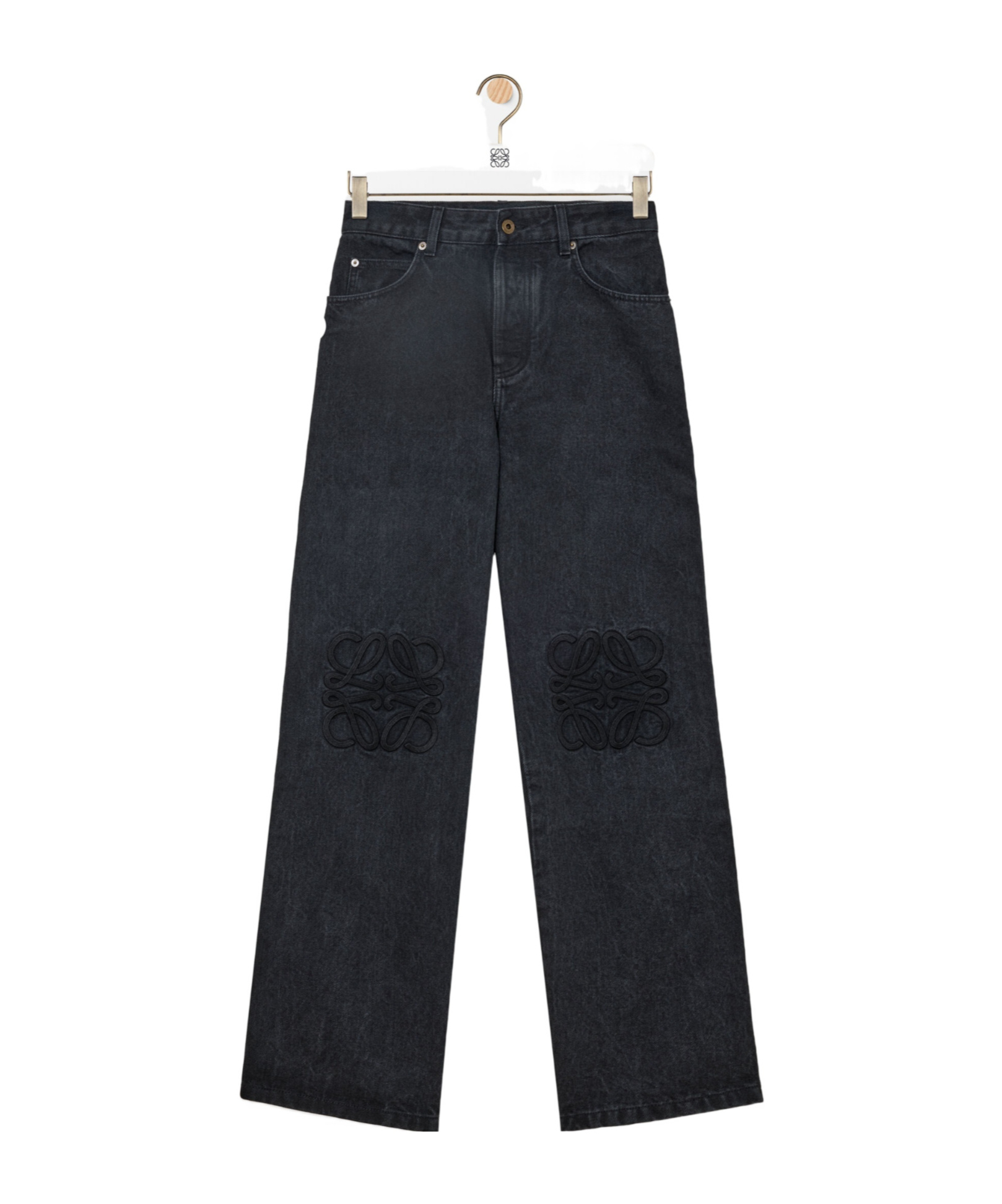 Loewe Logo-embroidered Cotton Jeans In Black