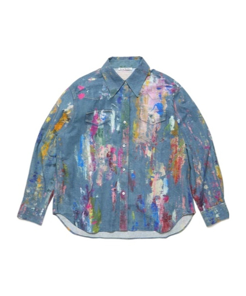 Acne Studios Paint-splatter Shirt In Blue