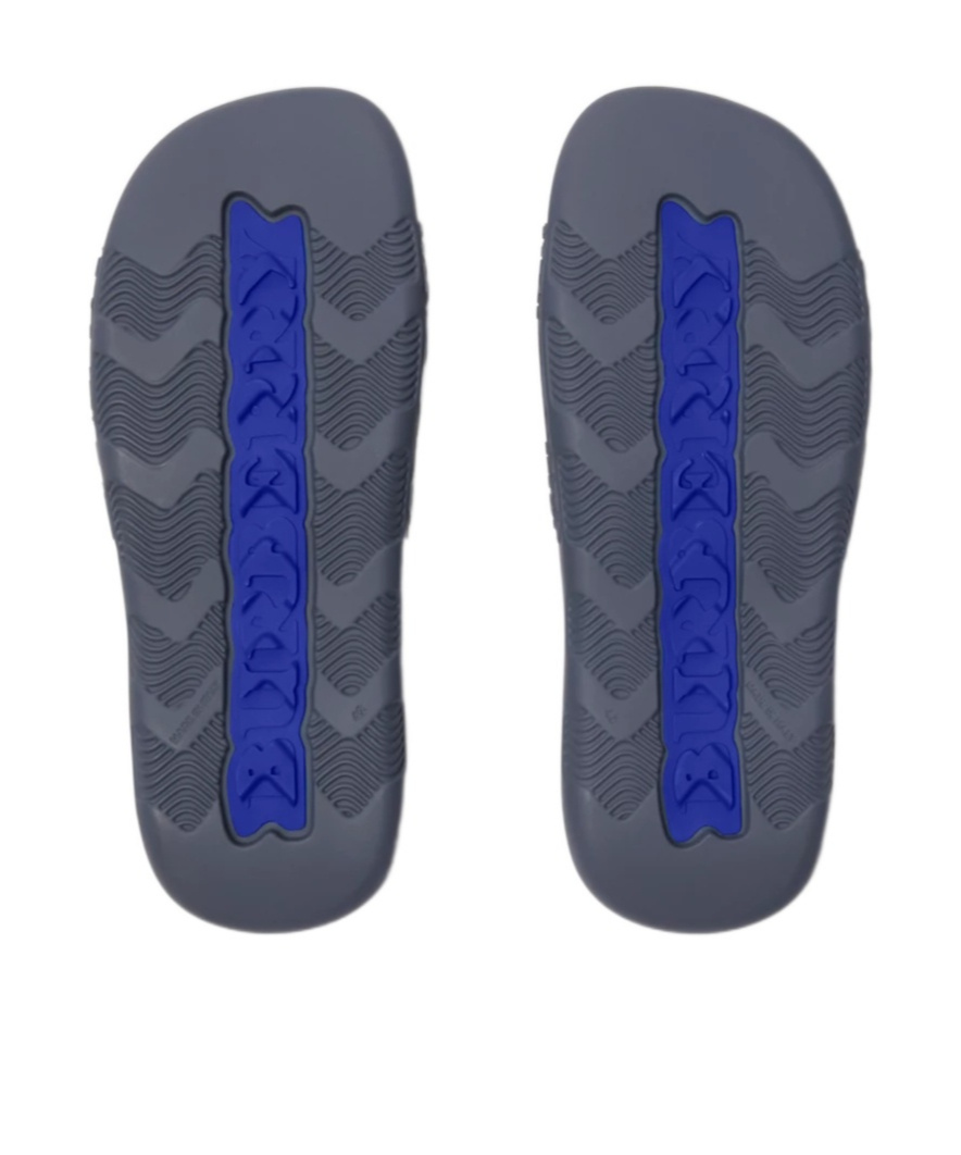 Burberry Embossed Check Dive Slides In Magnet