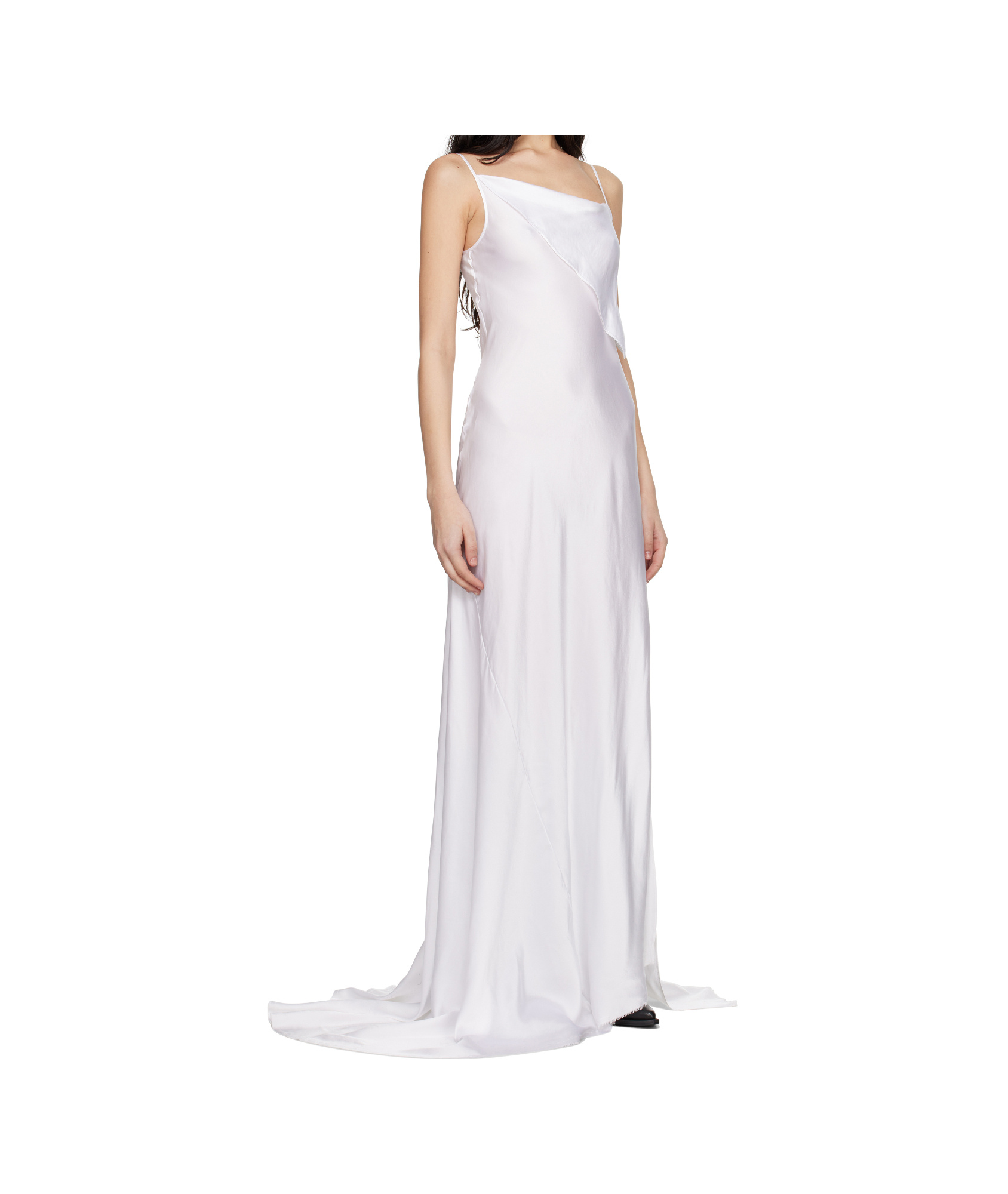 Ann Demeulemeester White Aaricia Long Bias Slip Maxi Dress In White