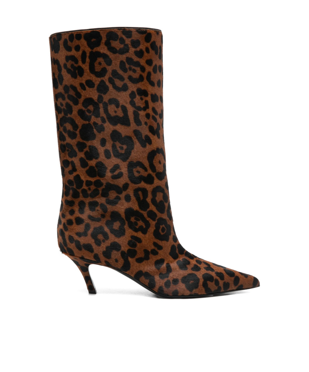 Amina Muaddi Pointed-toe Ankle Boots In Brown