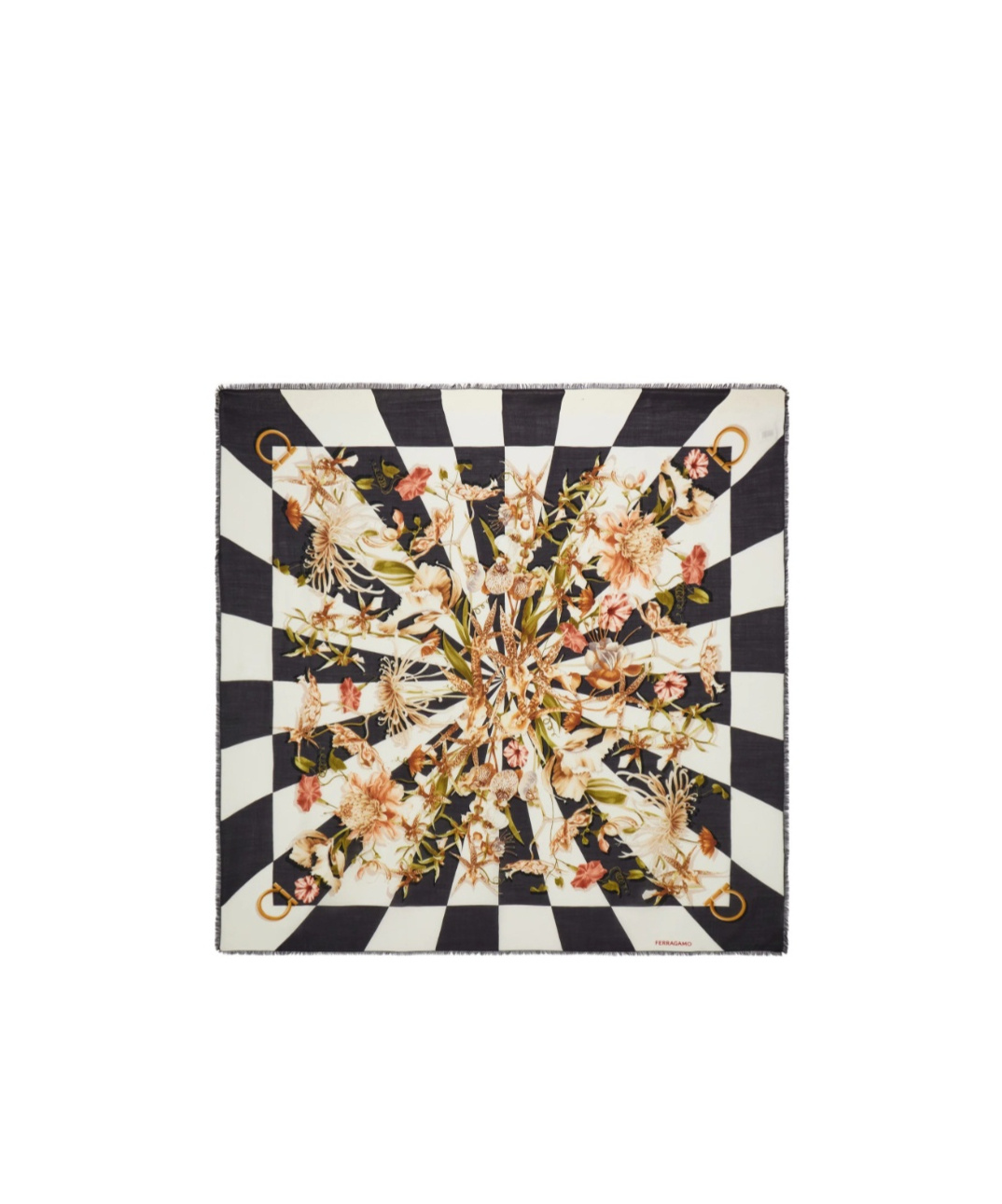 Ferragamo Gaia-print Silk Scarf In Black