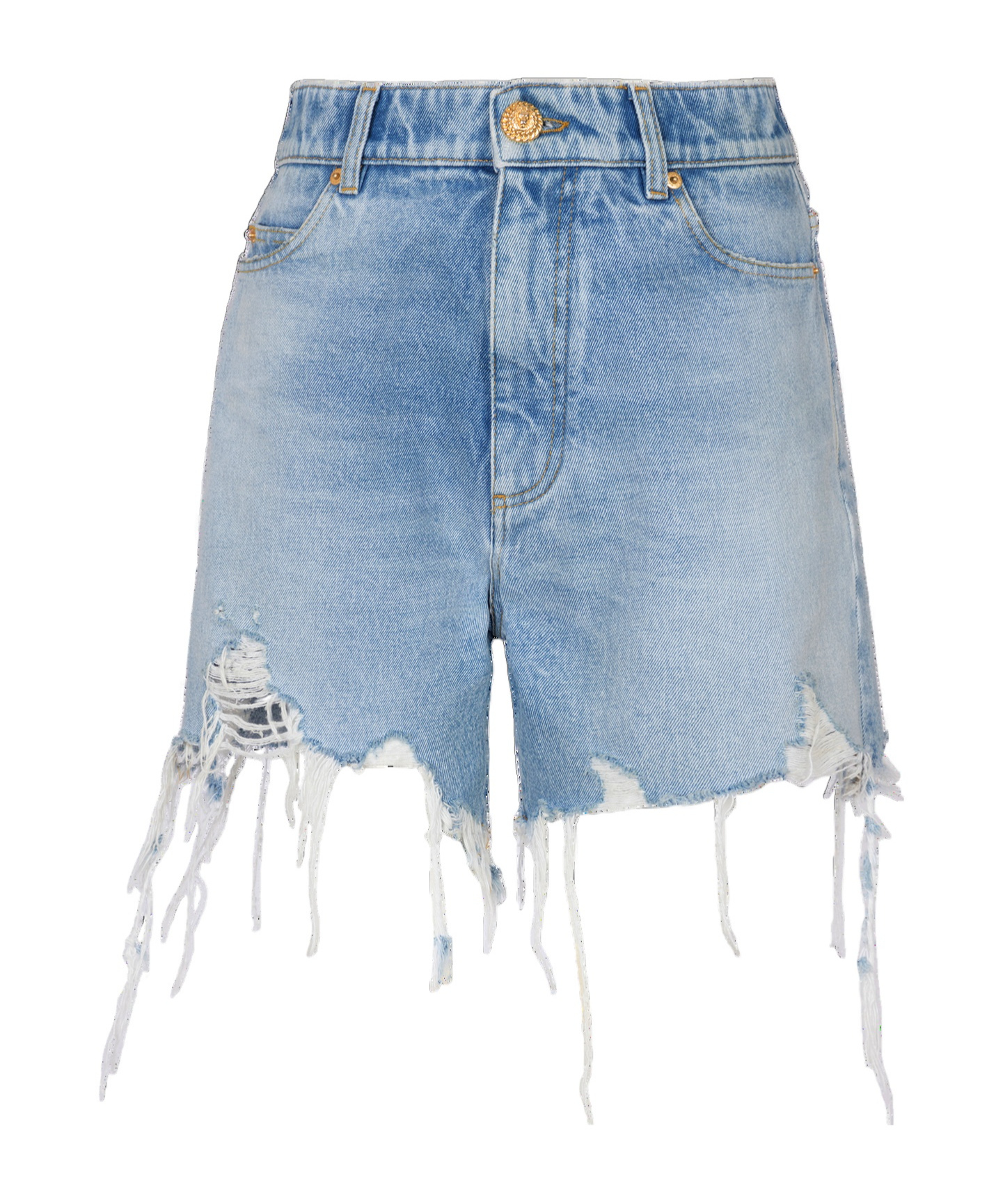 BALMAIN LIGHT BLUE DENIM SHORTS