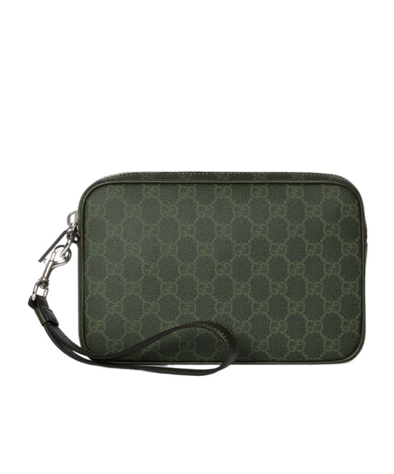 Gucci Gg Monogram Small Pouch In Green