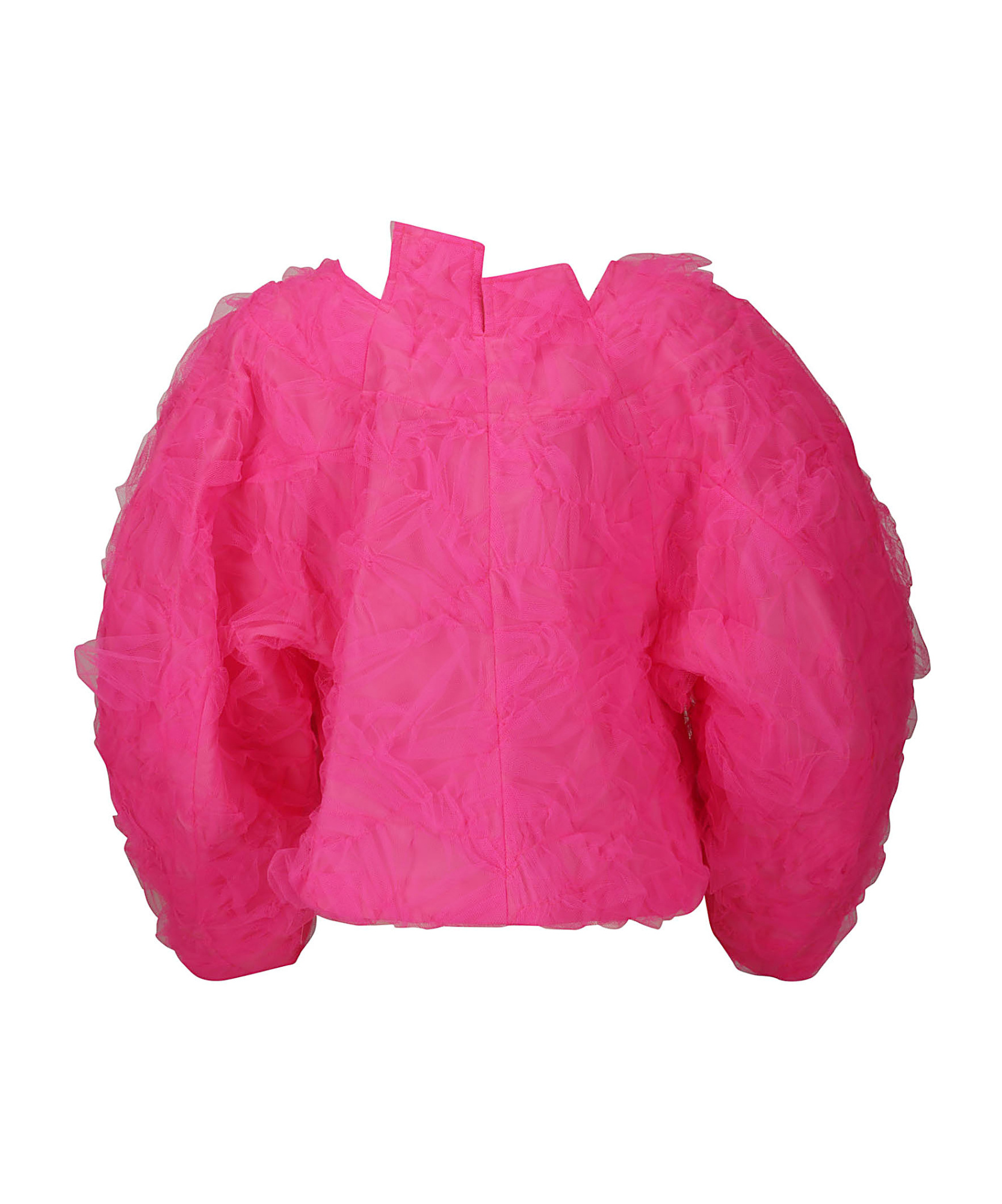 Shop Comme Des Garçons Tulle-overlay Cropped Jacket In Pink