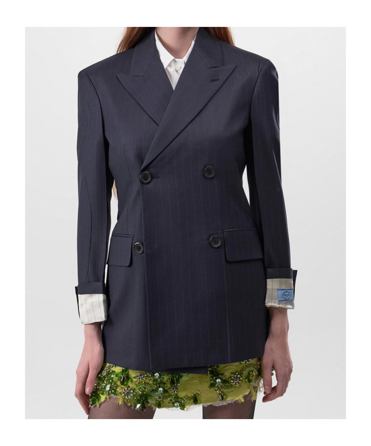 Prada Double Breasted Blazer In Black