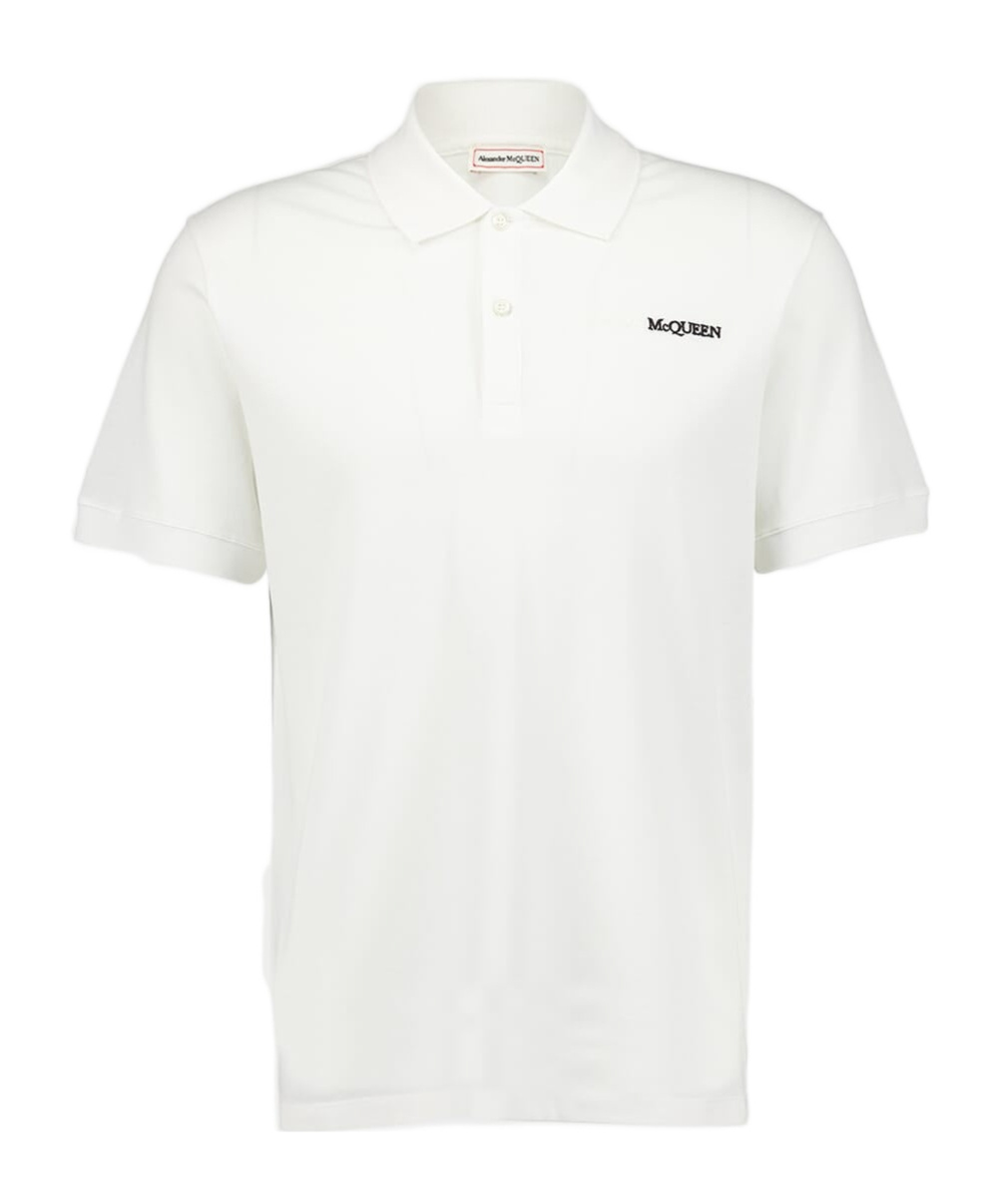 Shop Alexander Mcqueen Logo-embroidered Cotton Polo Shirt In White