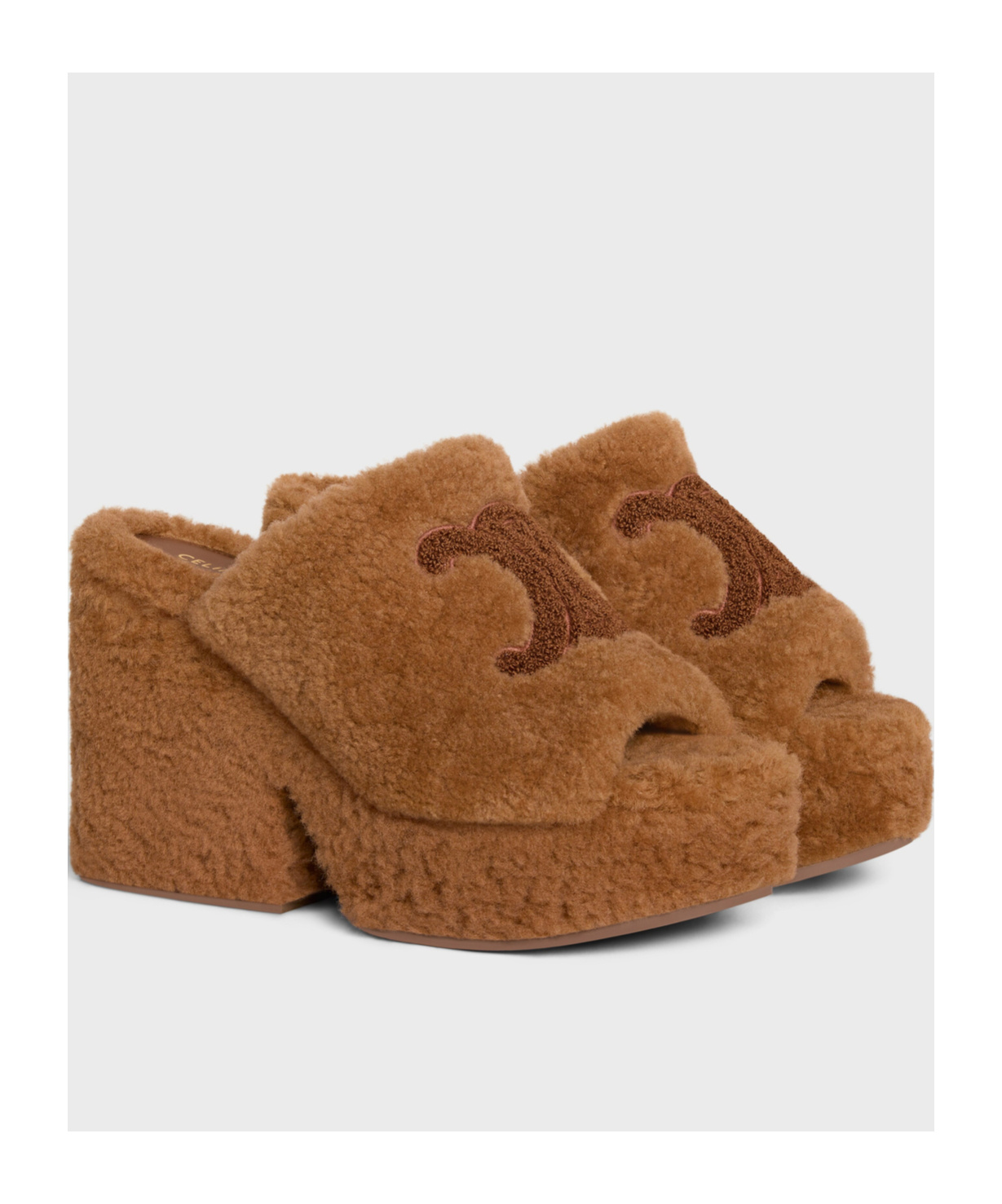 Celine Wool High-heeled Sandals In Brown