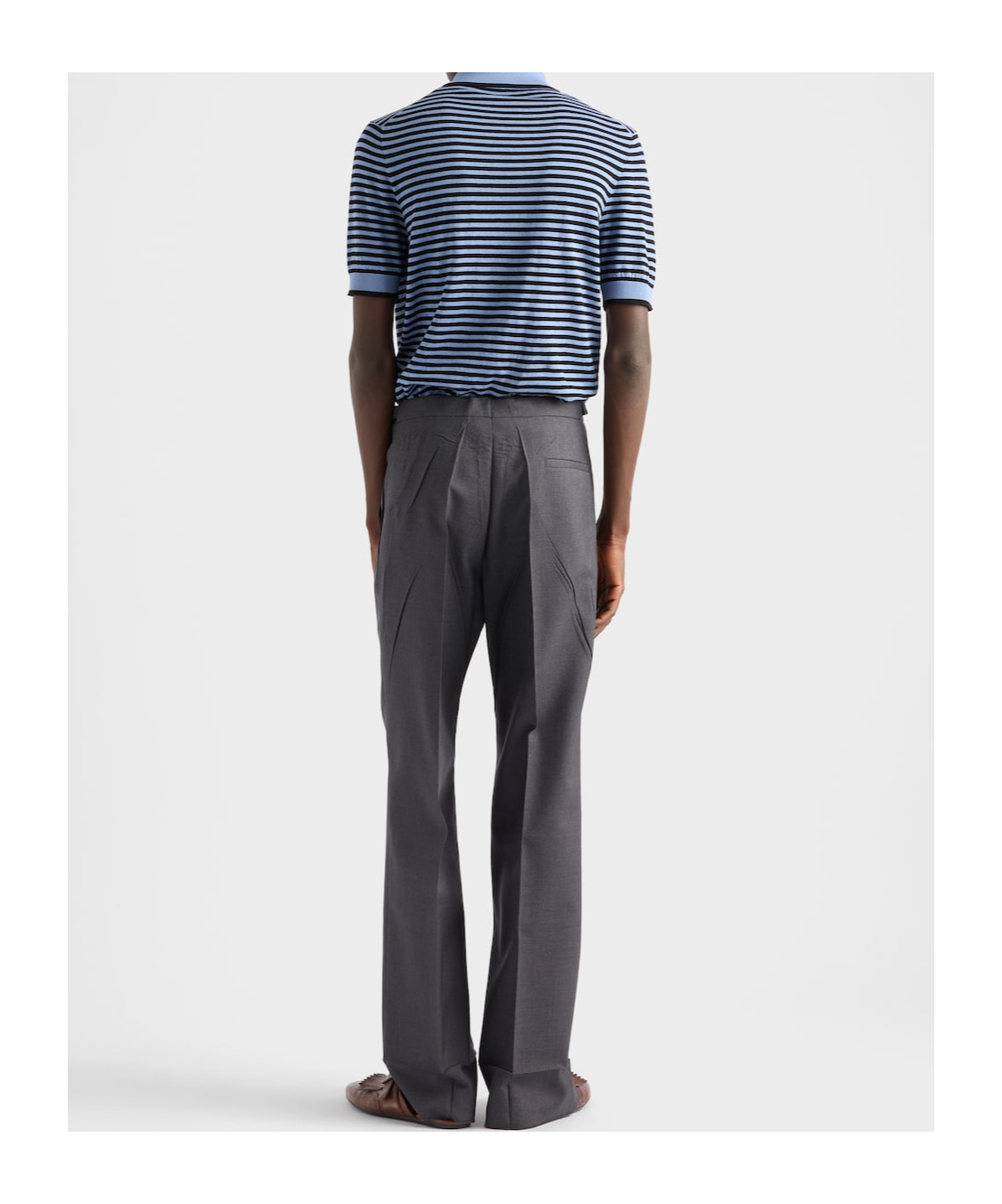 Prada Mens Blue Striped Cotton Polo Shirt In Blue
