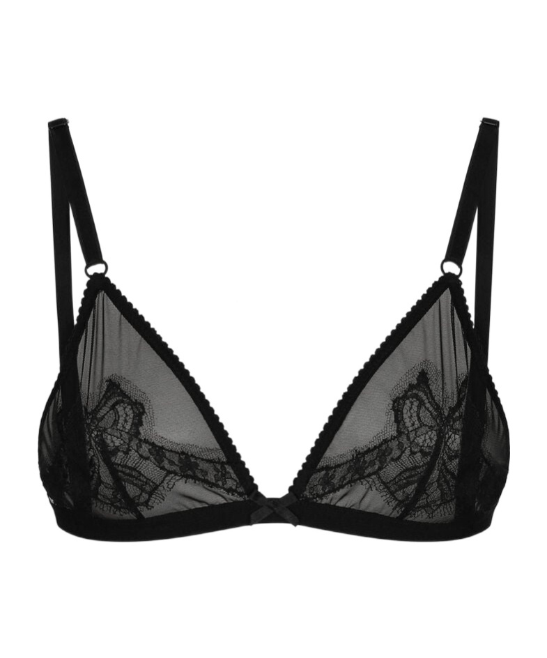 Dolce & Gabbana Floral-embroidered Mesh Bra In Black