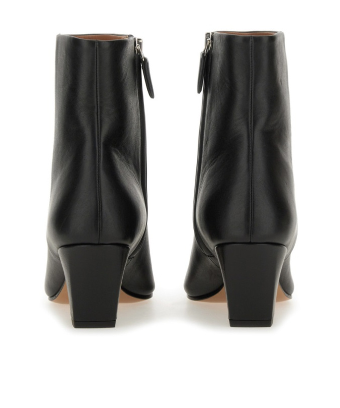 Paris Texas Block Heel Ankle Boots With Pointed Toe In Black