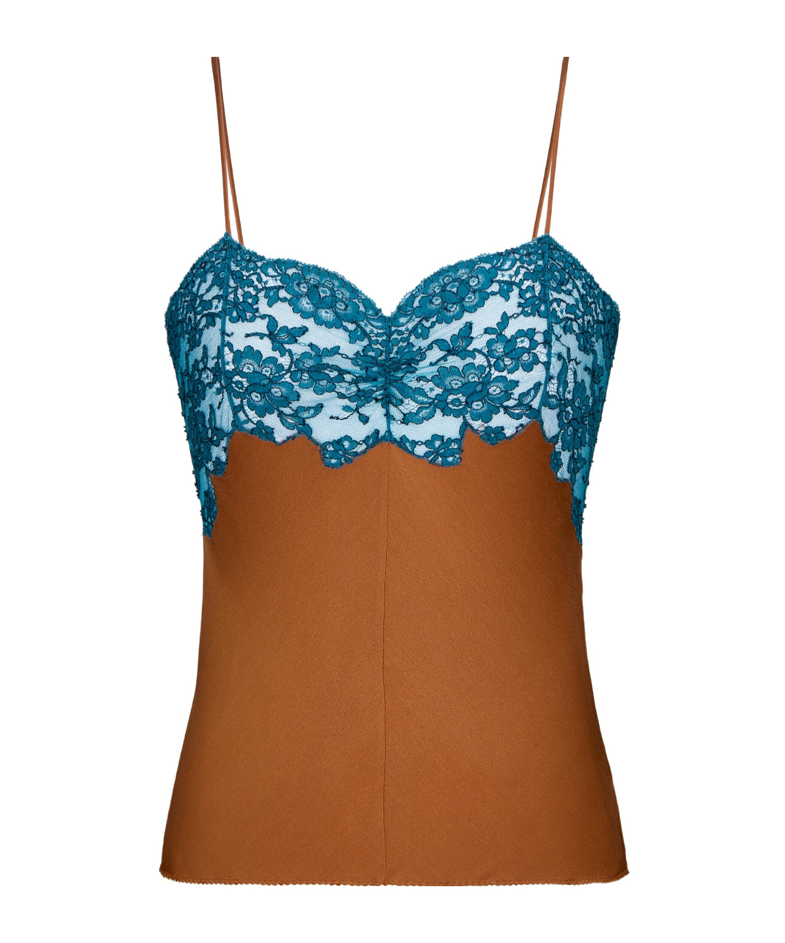 Saint Laurent Laced Camisole In Silk Satin In Brown