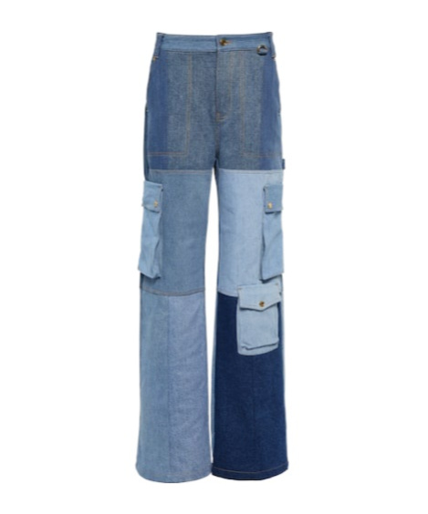 Marine Serre Monogram High-rise Wide-leg Jeans In Blue