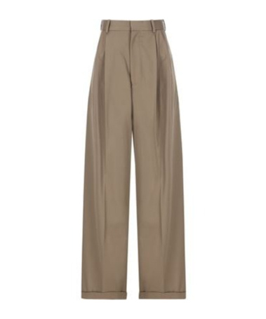 Loewe Pleated Trousers In Cotton And Silk In Brown