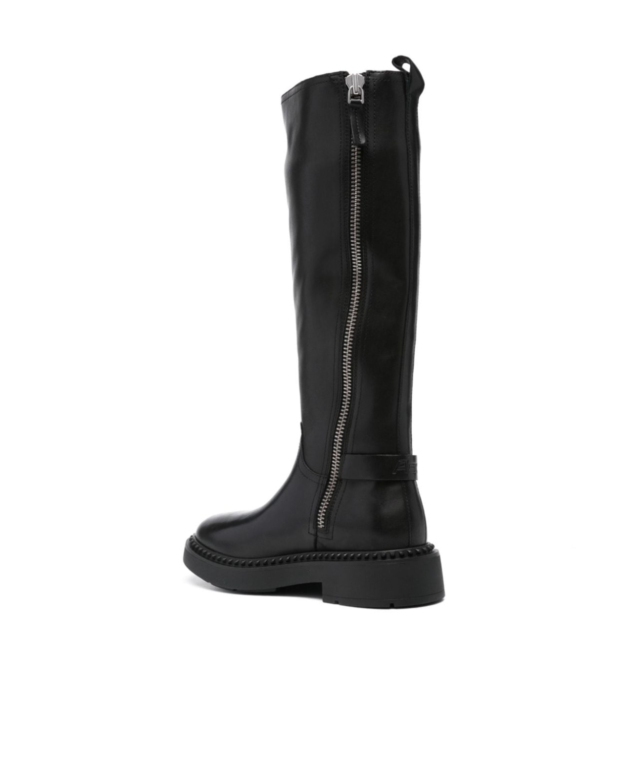 Ash Side Zipper Boots In Black