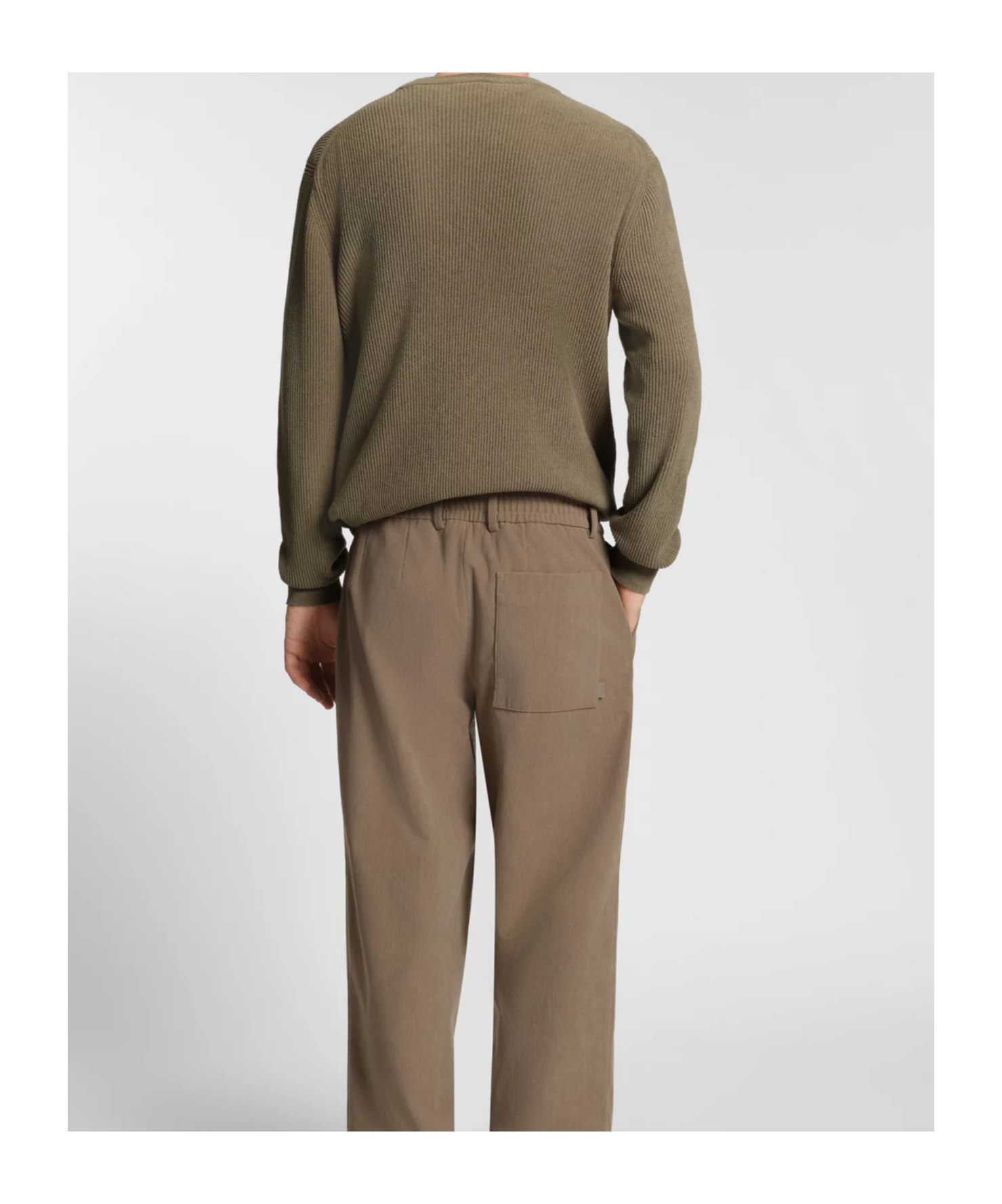 Hugo Boss Regular-fit Sweater With Corduroy Rib In Brown