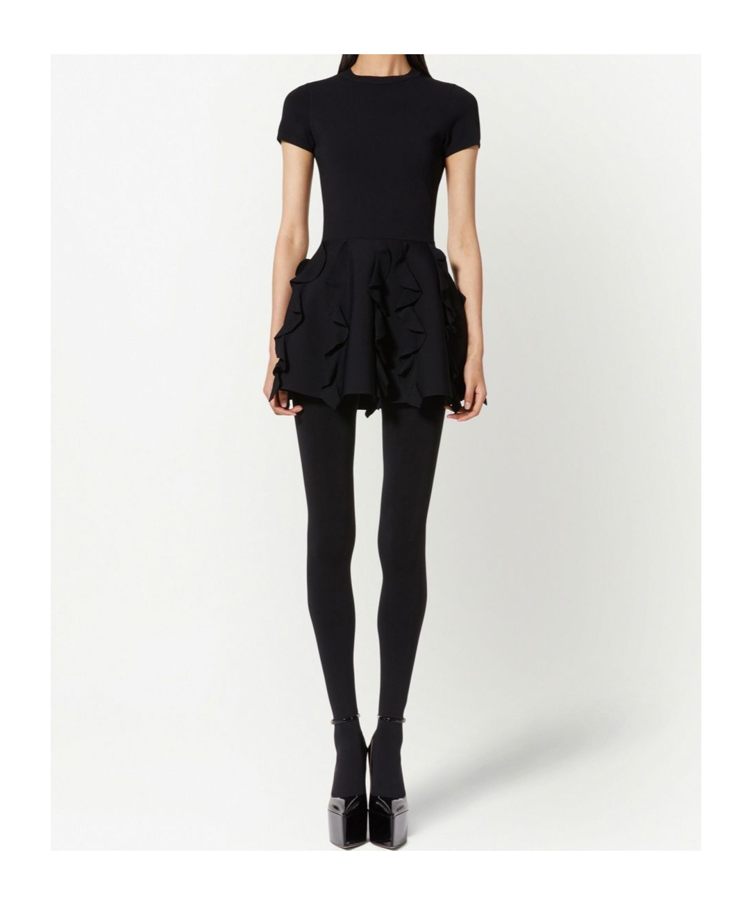 Valentino Short Black Dress With An Elegant Crinkle Effect In Black