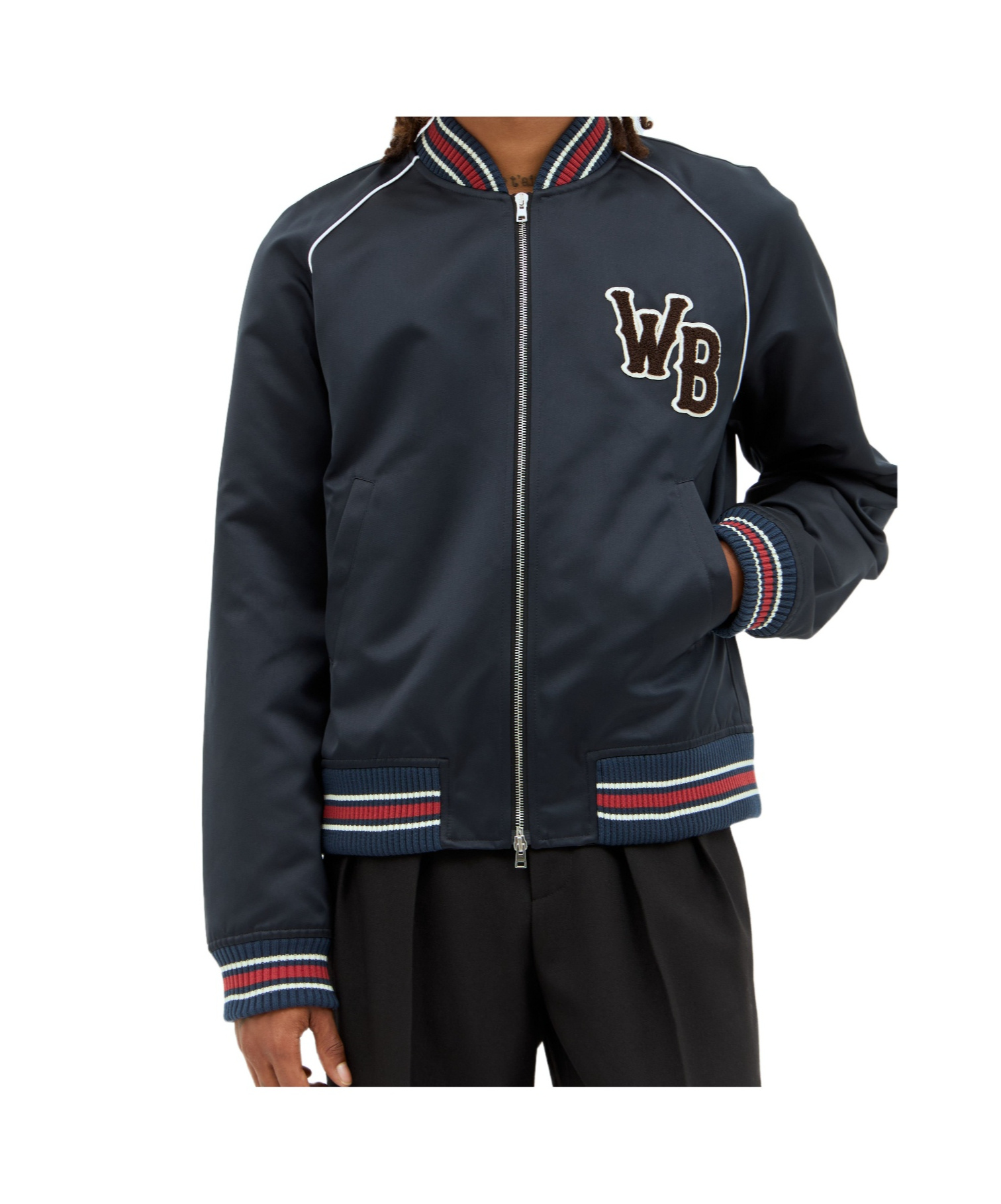 Wales Bonner Marvel Jacket In Navy Blue In Black