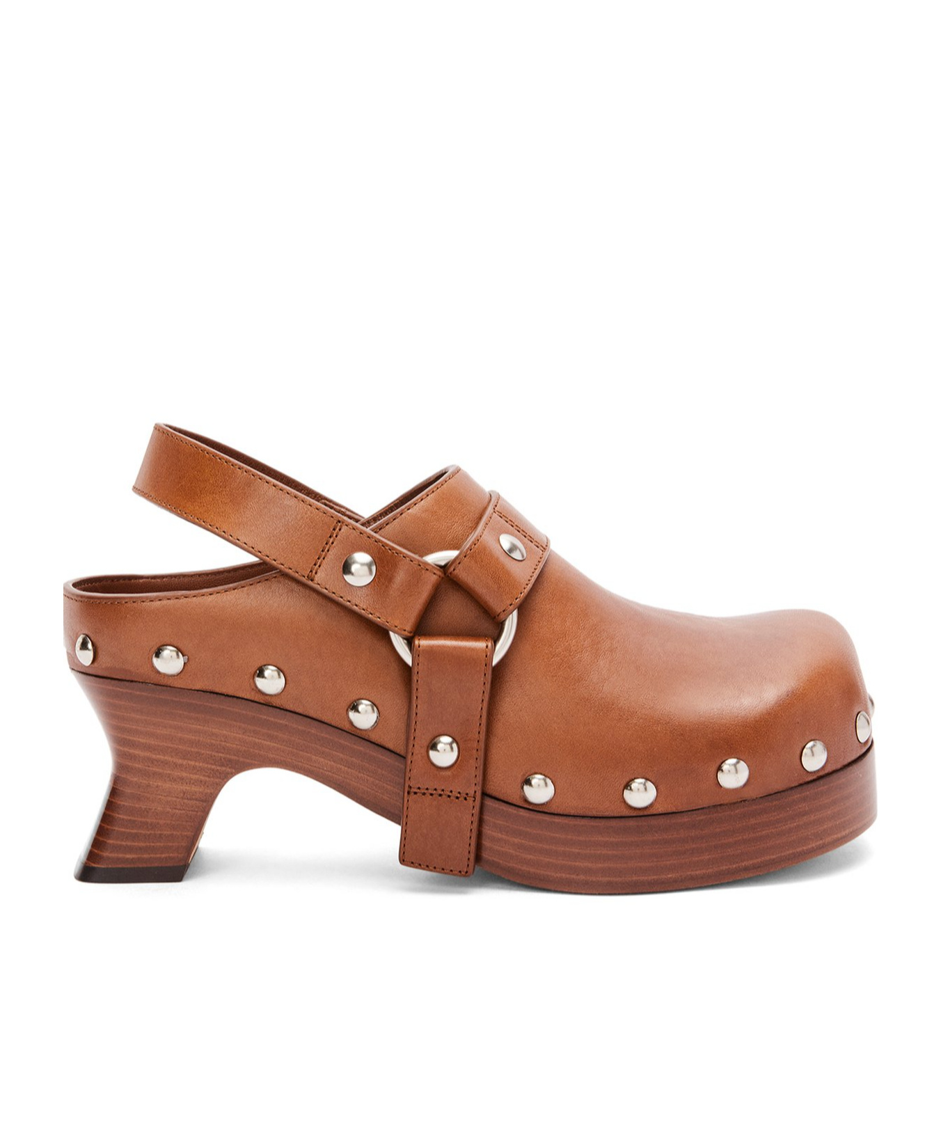 Loewe Tacha Leather Clogs In Brown