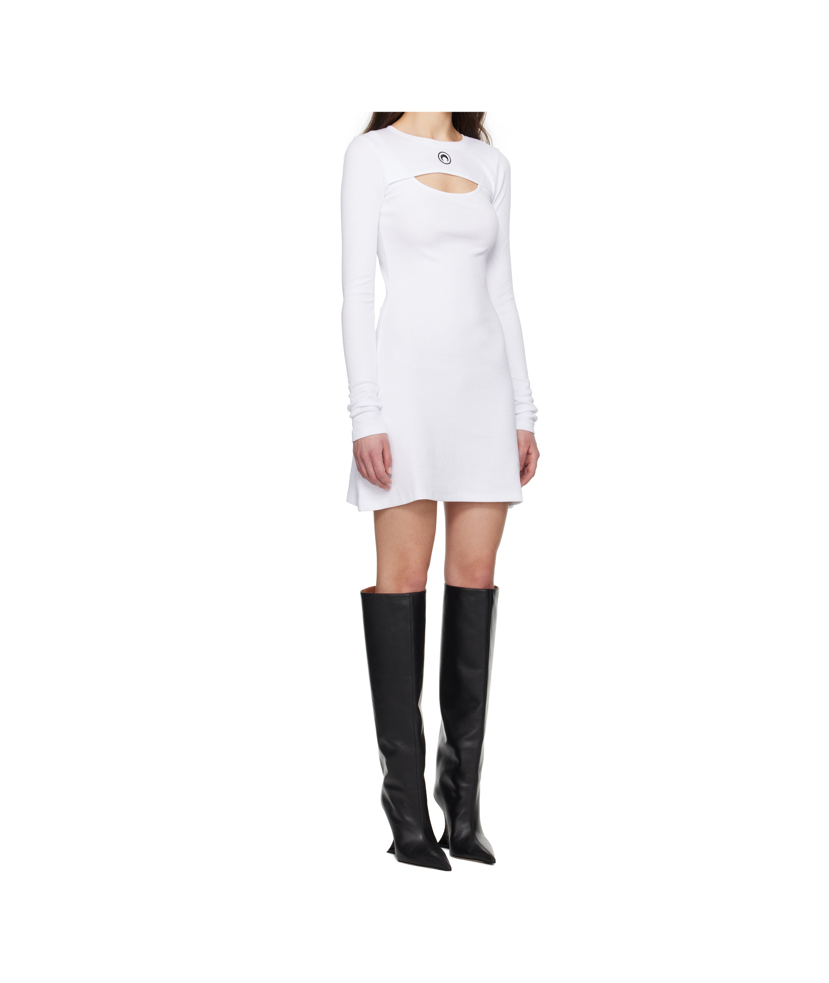 Marine Serre Fitted Mini Cut-out Dress With Crewneck And Flare Silhoutte
