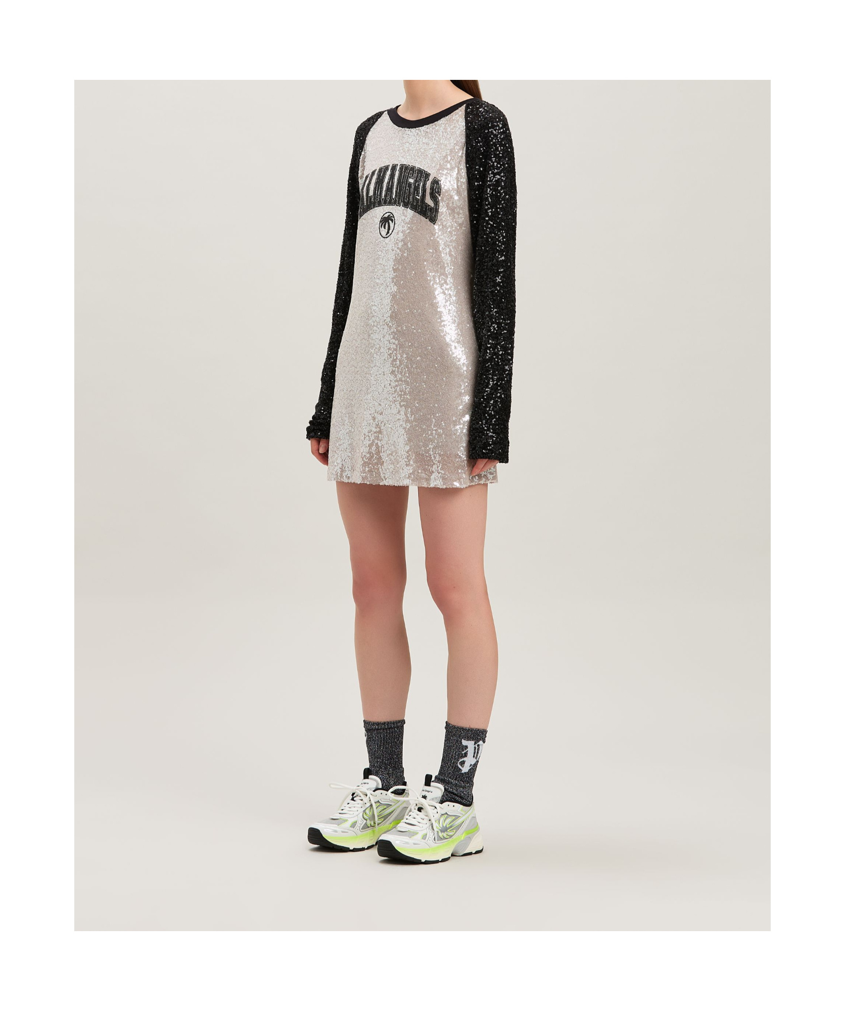 PALM ANGELS PALM ANGELS COLLEGE PALM SEQUIN EMBELLISHED MINI DRESS