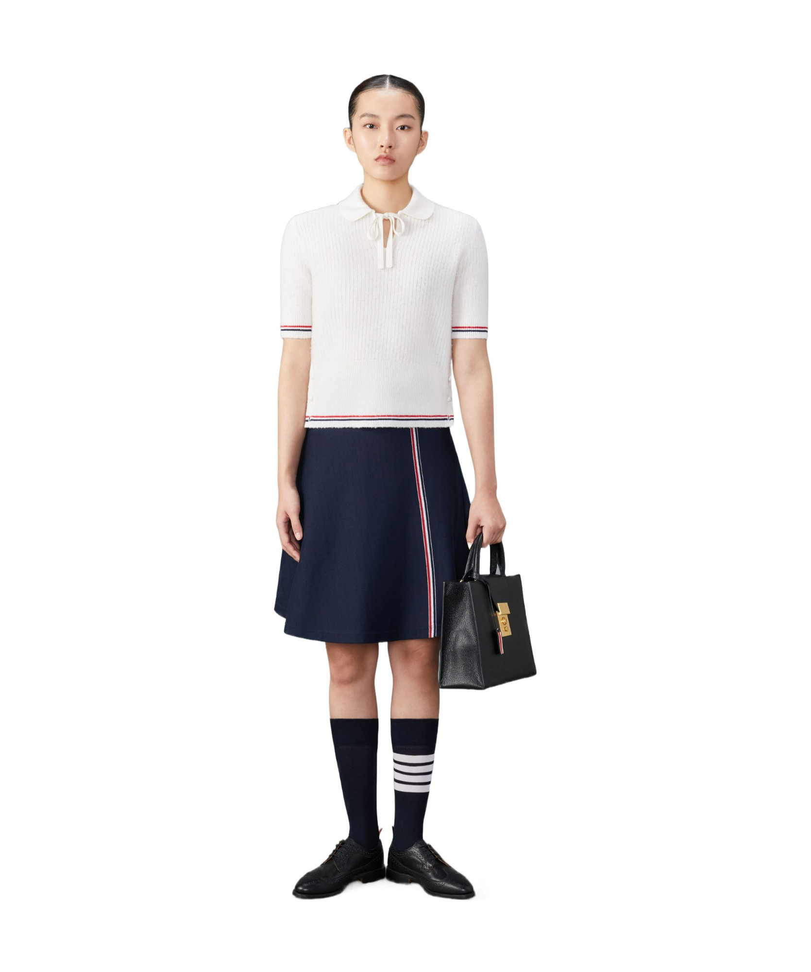 Thom Browne Flared Knitted Skirt In Black