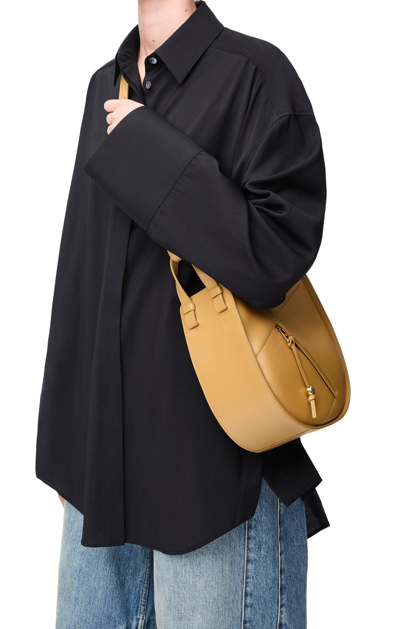 Loewe Hammock Slice Bag In Shiny Calfskin In Yellow