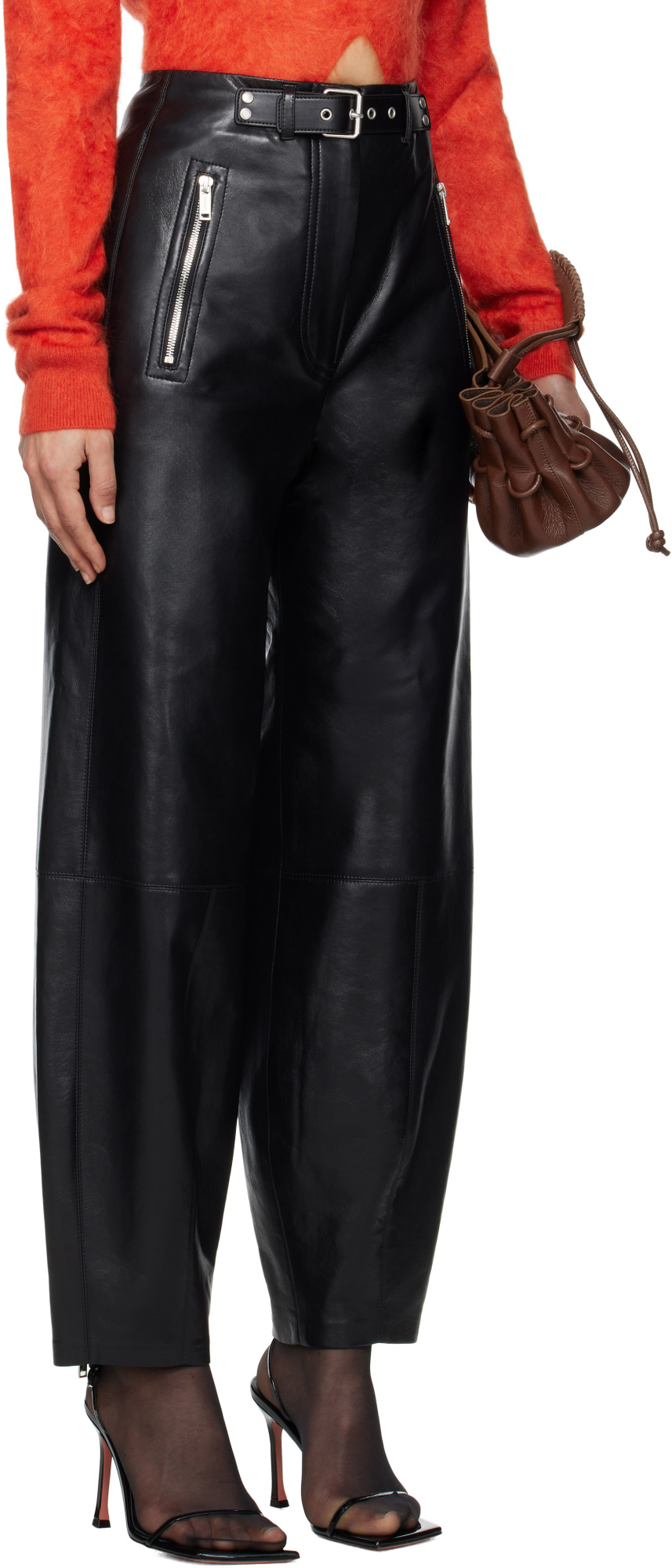 Nanushka Black Jozefa Regenerated Leather Trousers In Black