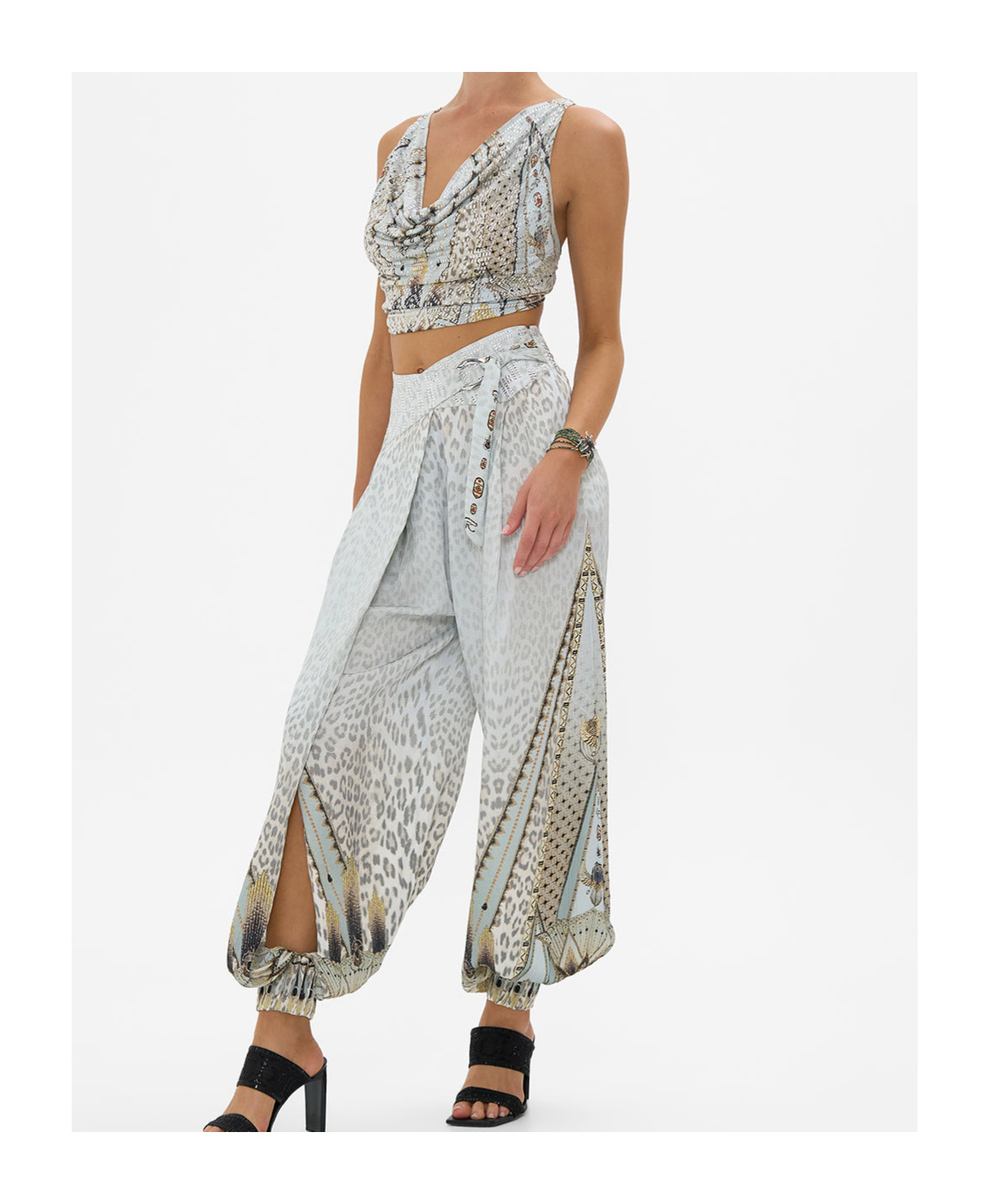 Camilla Asymmetrical Belted Pant Sahara Starlet In Gray