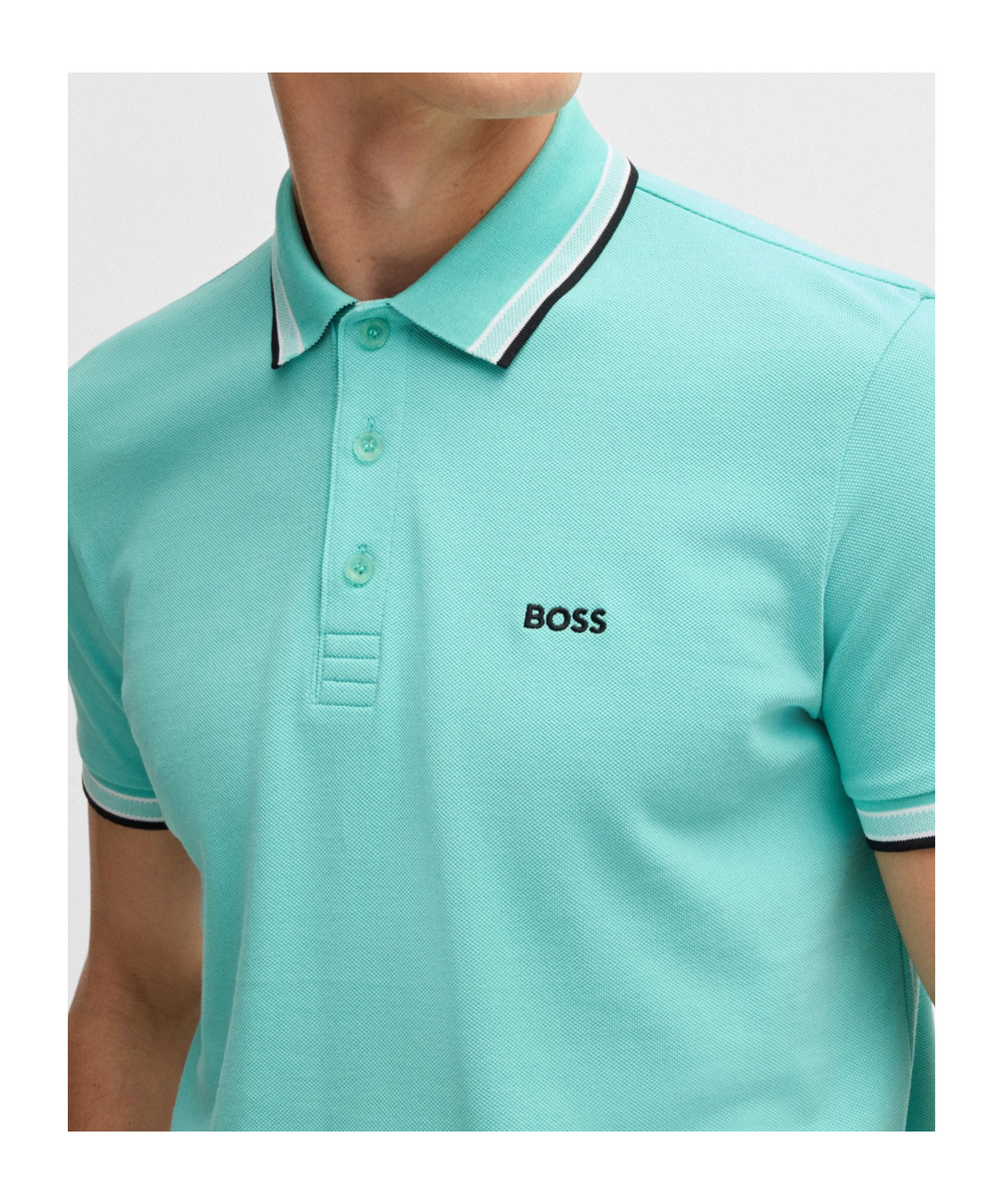 Hugo Boss Paddy Mens Cotton-pique Polo Shirt With Contrast Logo In Blue