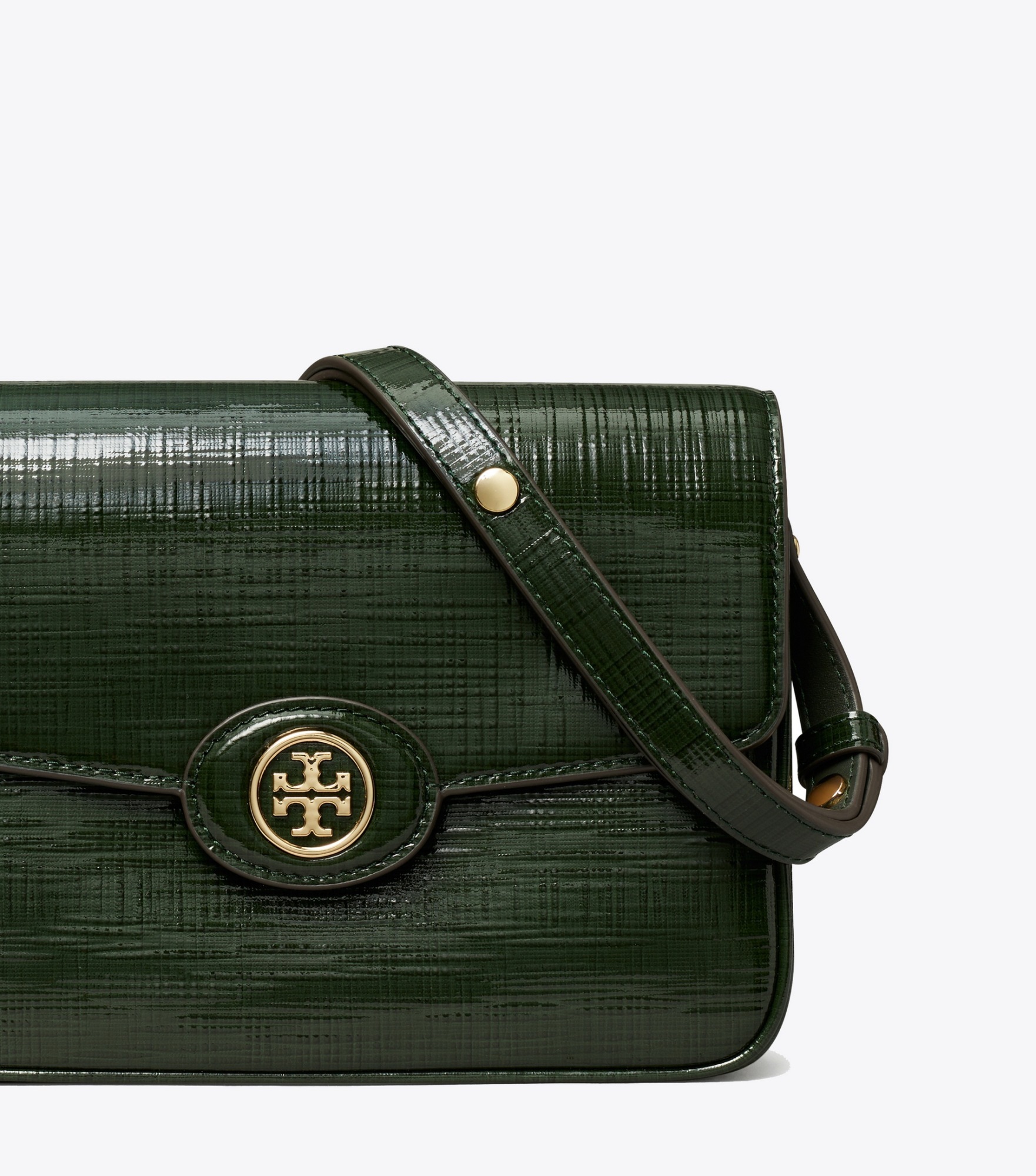 Tory Burch Robinson Crosshatched Convertible Shoulder Bag In Black